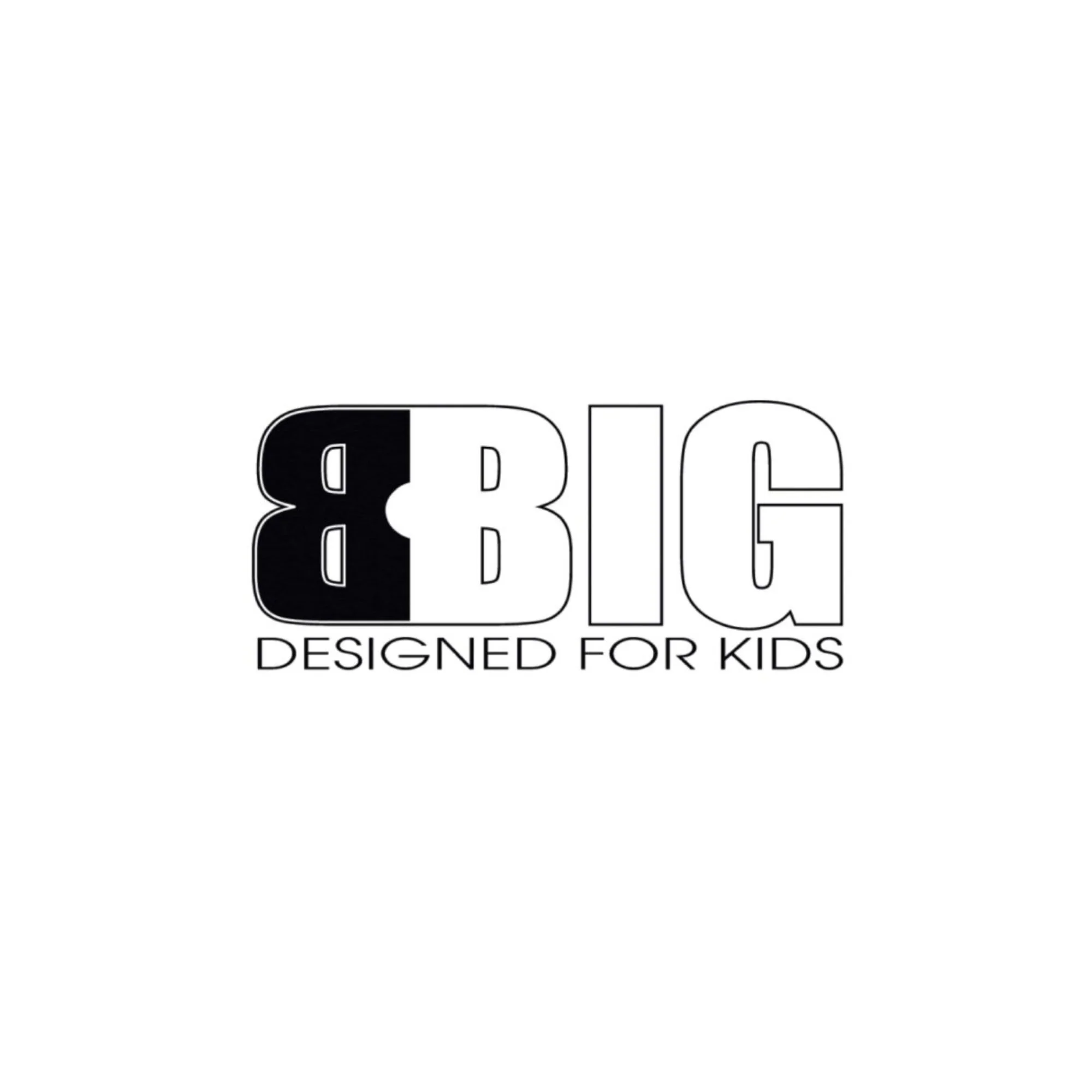 Black-and-white BIG logo with the text “DESIGNED FOR KIDS” underneath.