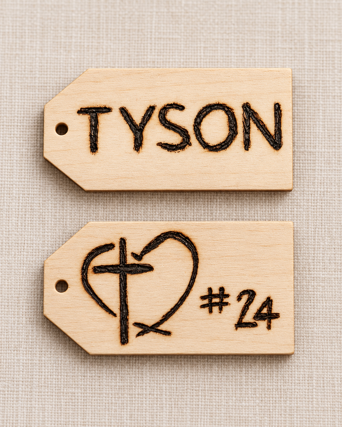 Personalized Woodburned Wooden Keepsakes | Custom Ornaments & Keychains