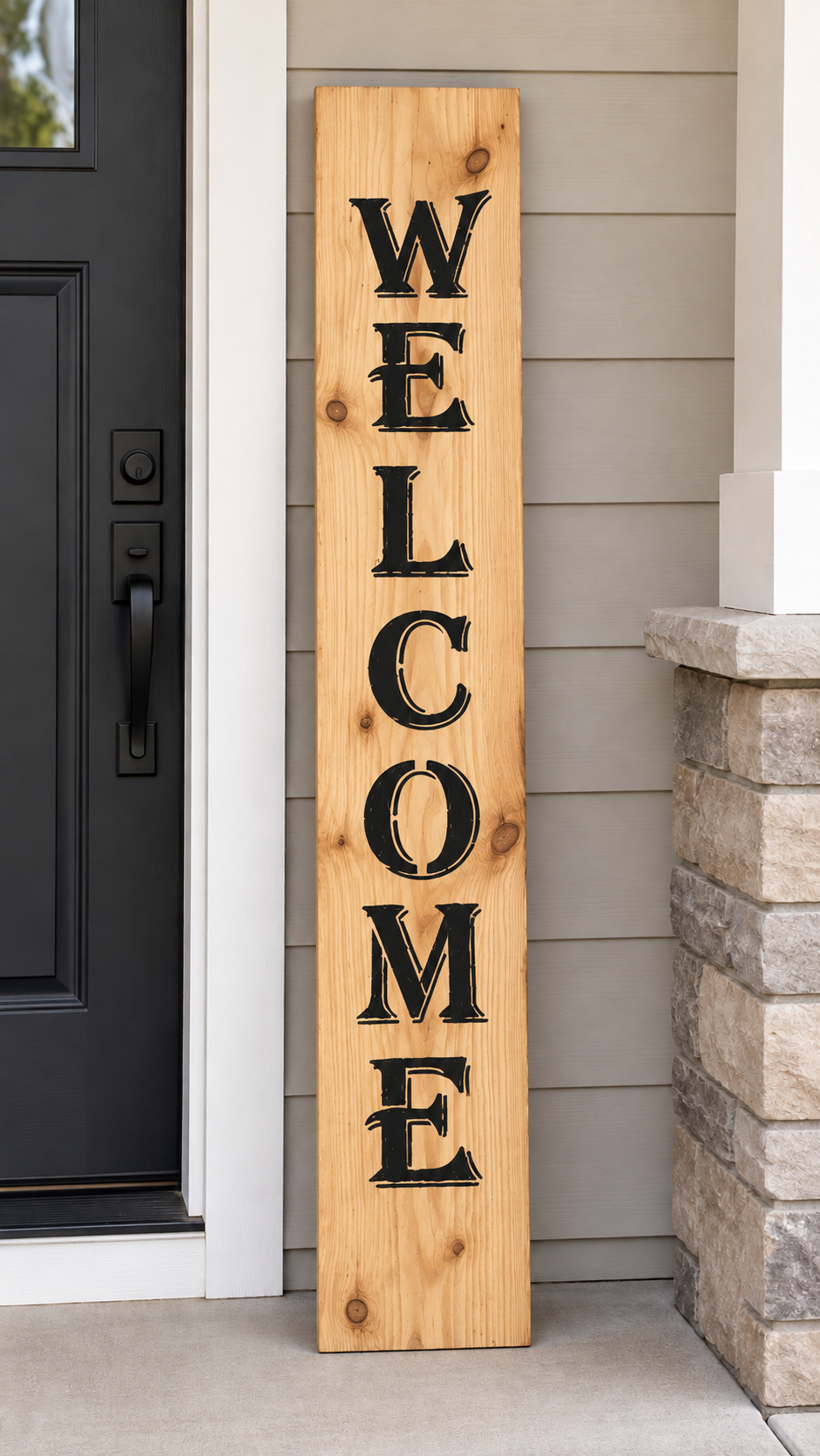 Classic Natural Wood Welcome Porch Sign | 6-Foot Wooden Sign