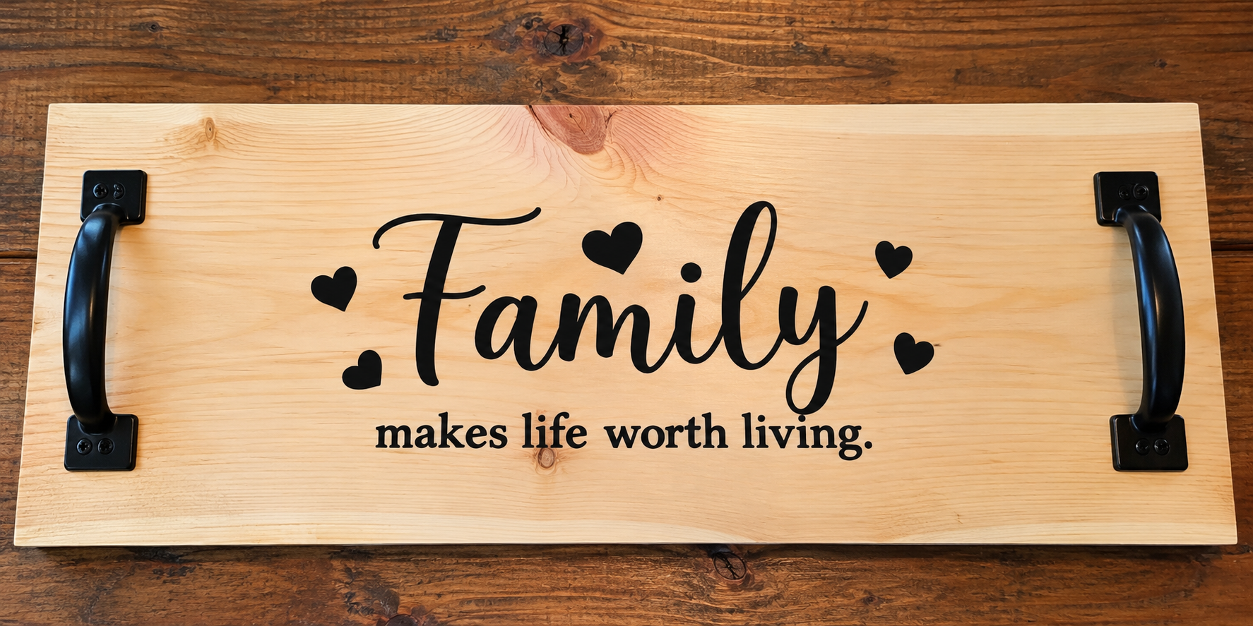 Rustic Wooden Decorative Tray | Faith, Family & Personalized
