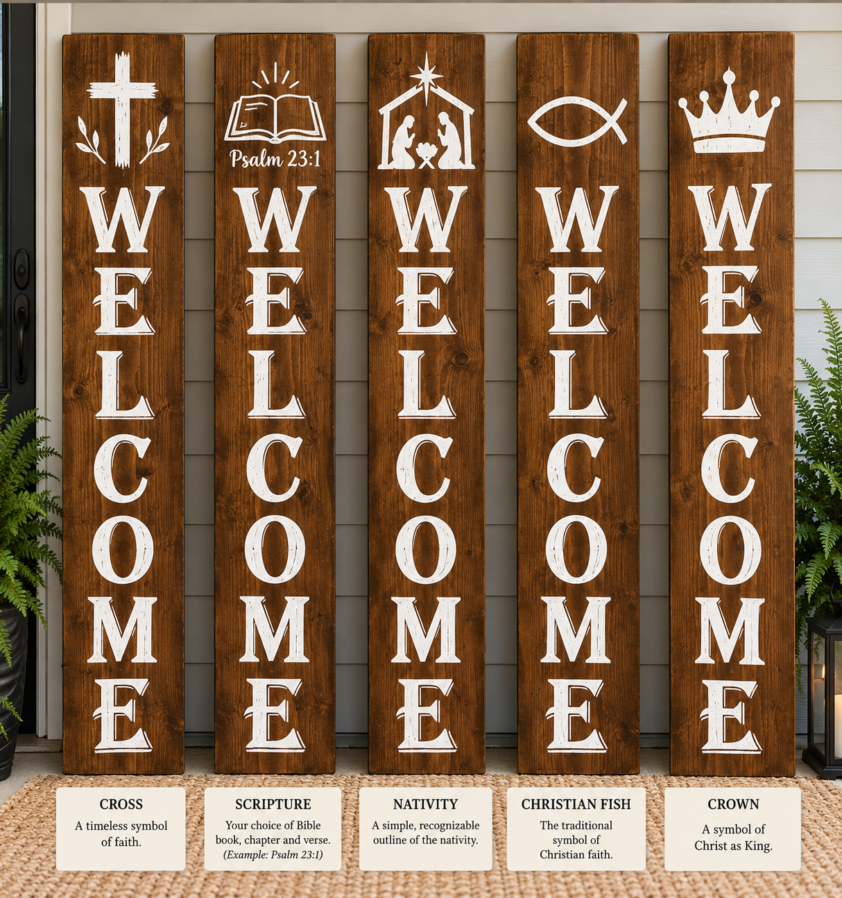 Faith-Inspired Welcome Porch Sign | 6-Foot Wooden Sign