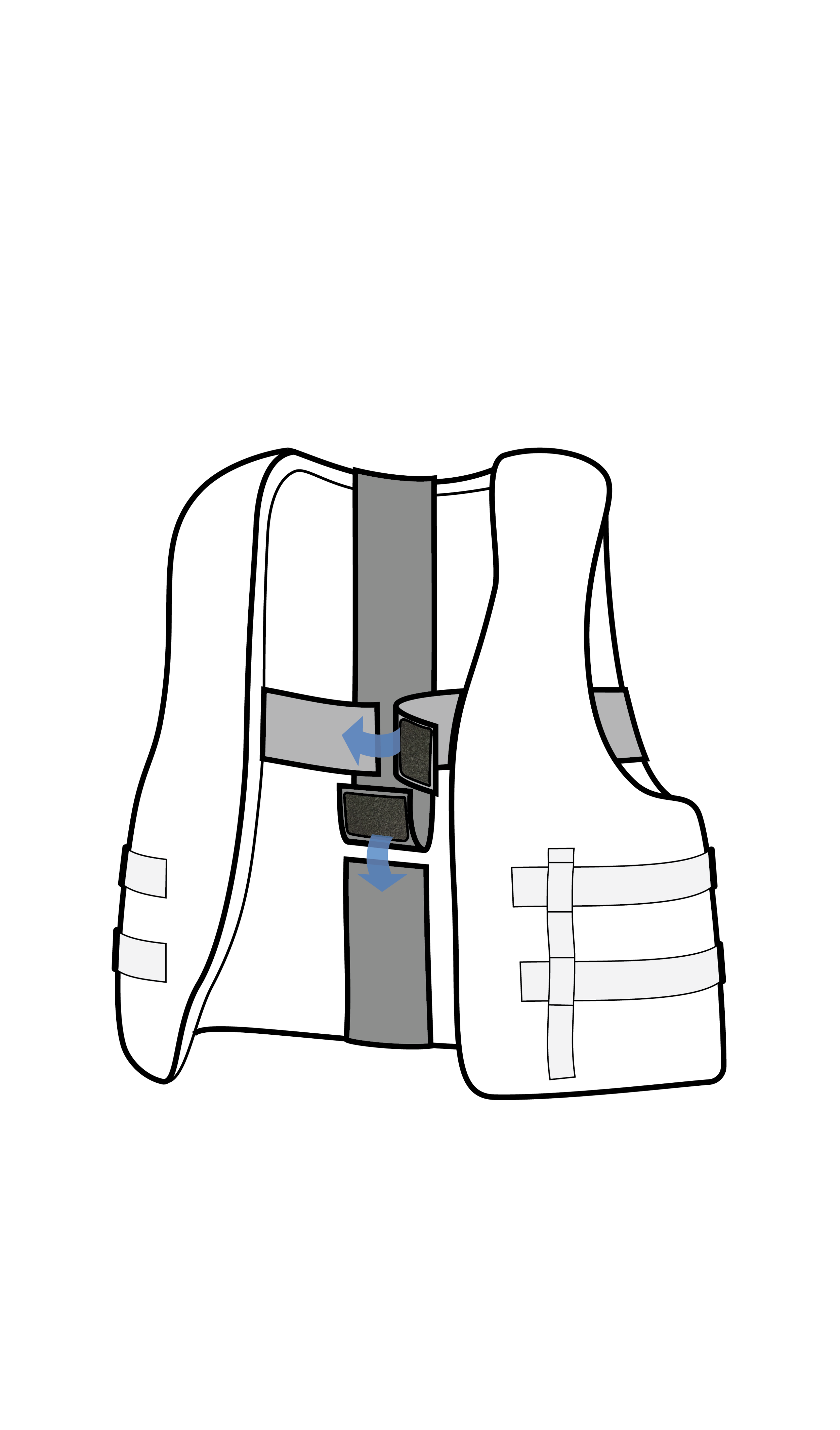 Diagram illustrating a process or mechanism with arrows showing movement and black and gray components, possibly related to engineering or mechanical systems.