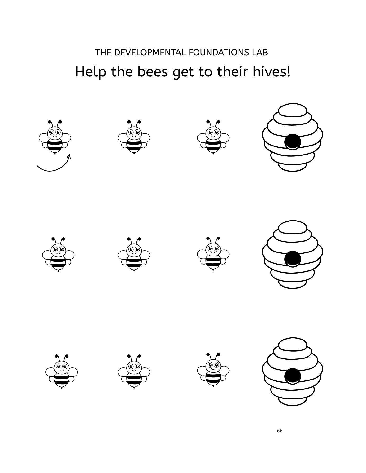 Sample page inside of Book 1 and the activity is to reproduce loops to help the bees get to the hives