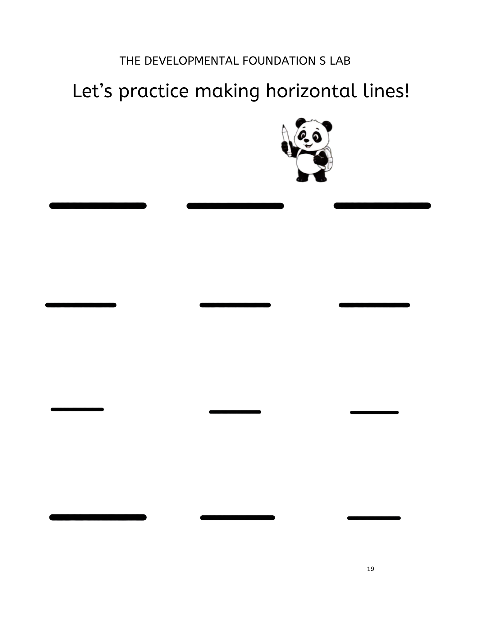 Sample page inside Book 1 and the activity is copying horizontal lines of varying lengths