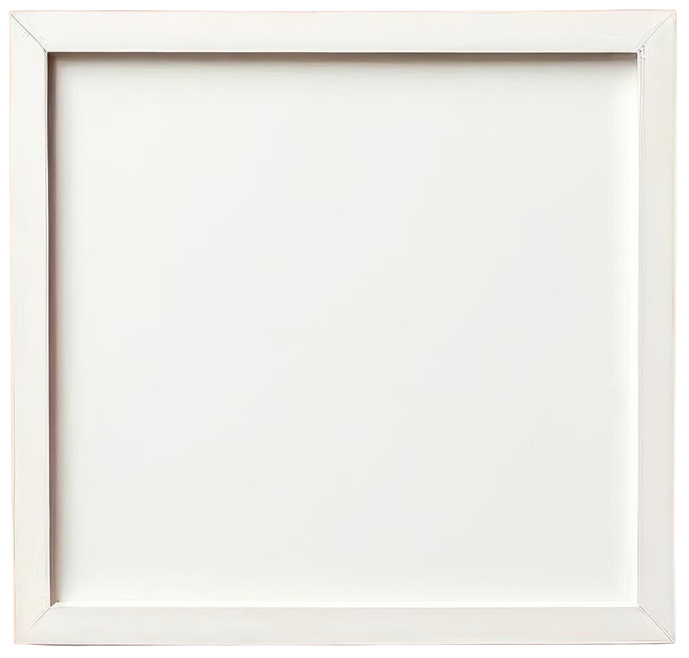 White blank square canvas with a white wooden frame.