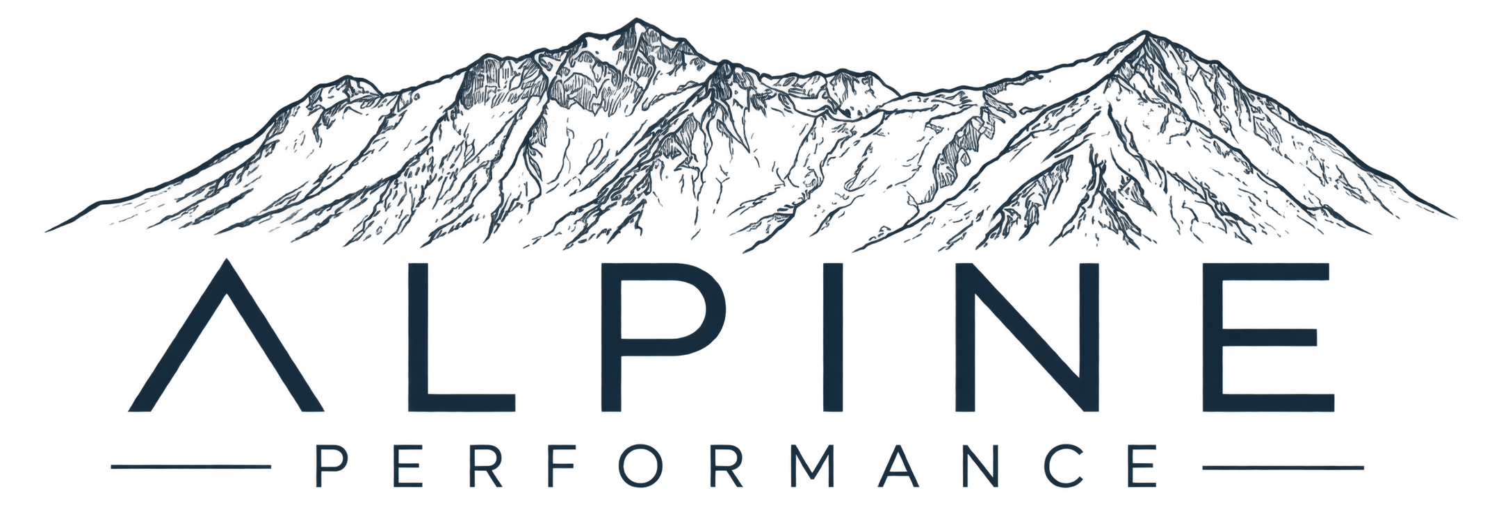 Logo for Alpine Performance, featuring a stylized mountain range above the text 'ALPINE PERFORMANCE'.