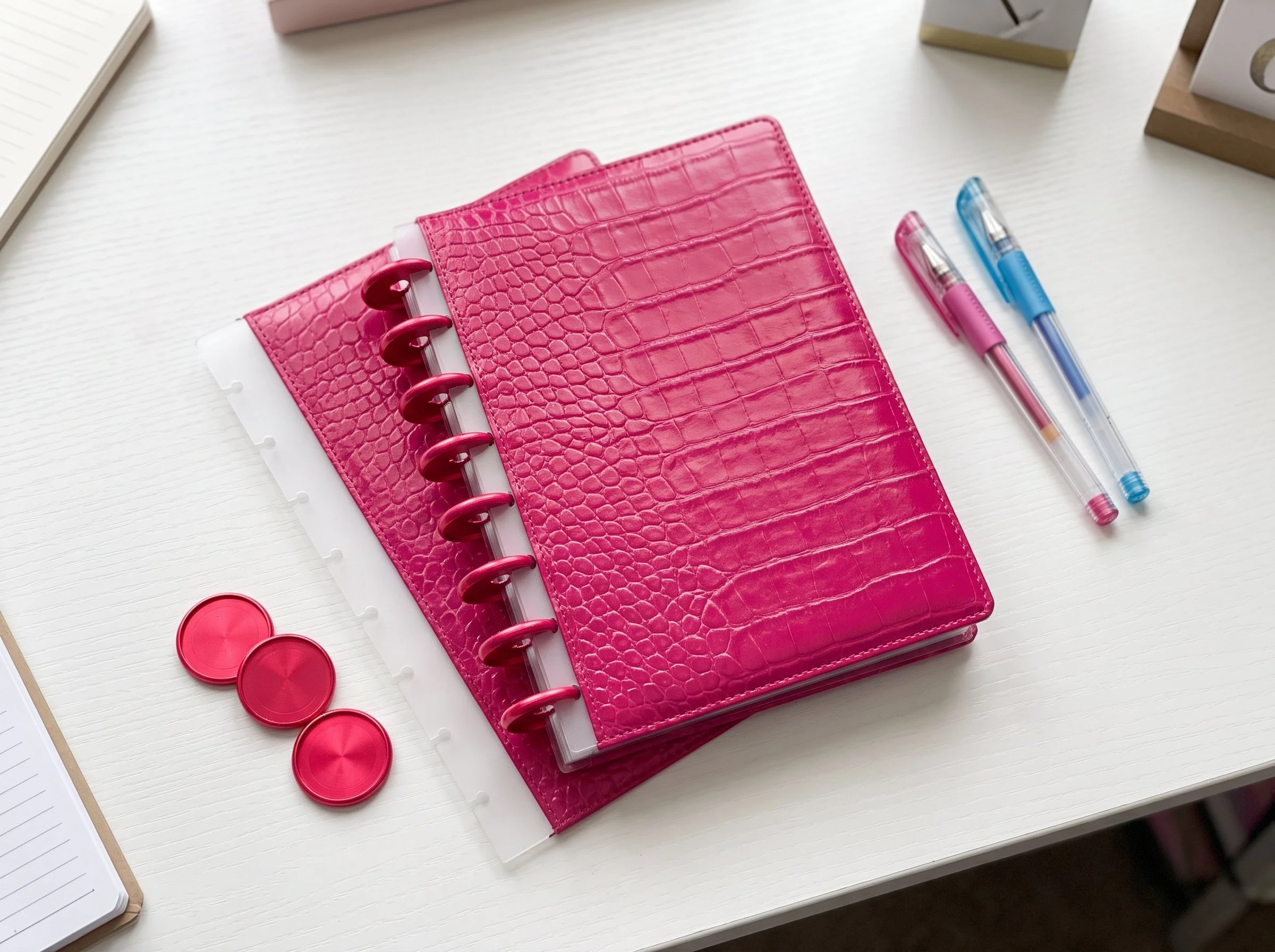 Faux Croc Planner Cover -Red (Half Letter Only)