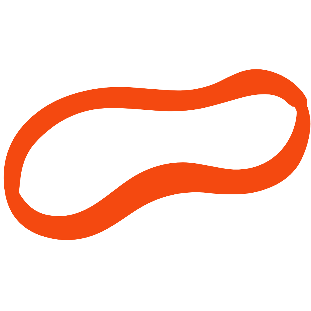 A simple, stylized illustration of a sausage with a red, curved shape and a black background.