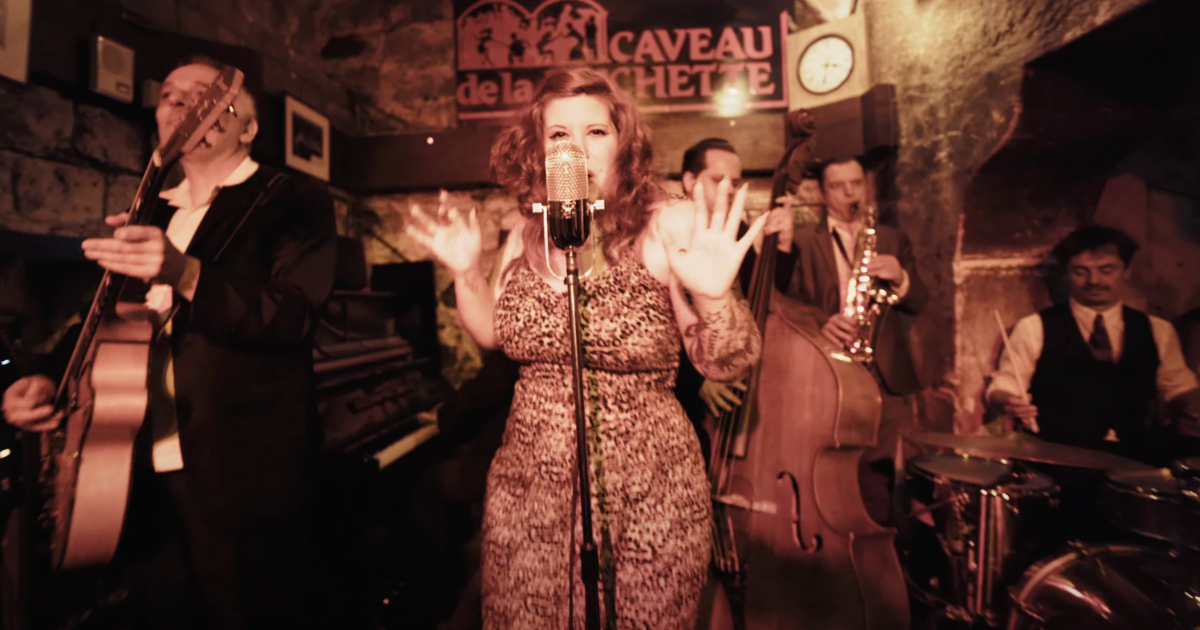 Cecilya & The Candy Kings in the official "Parisian Mambo" music video, filmed live at the legendary Caveau de la Huchette in Paris in 2024.