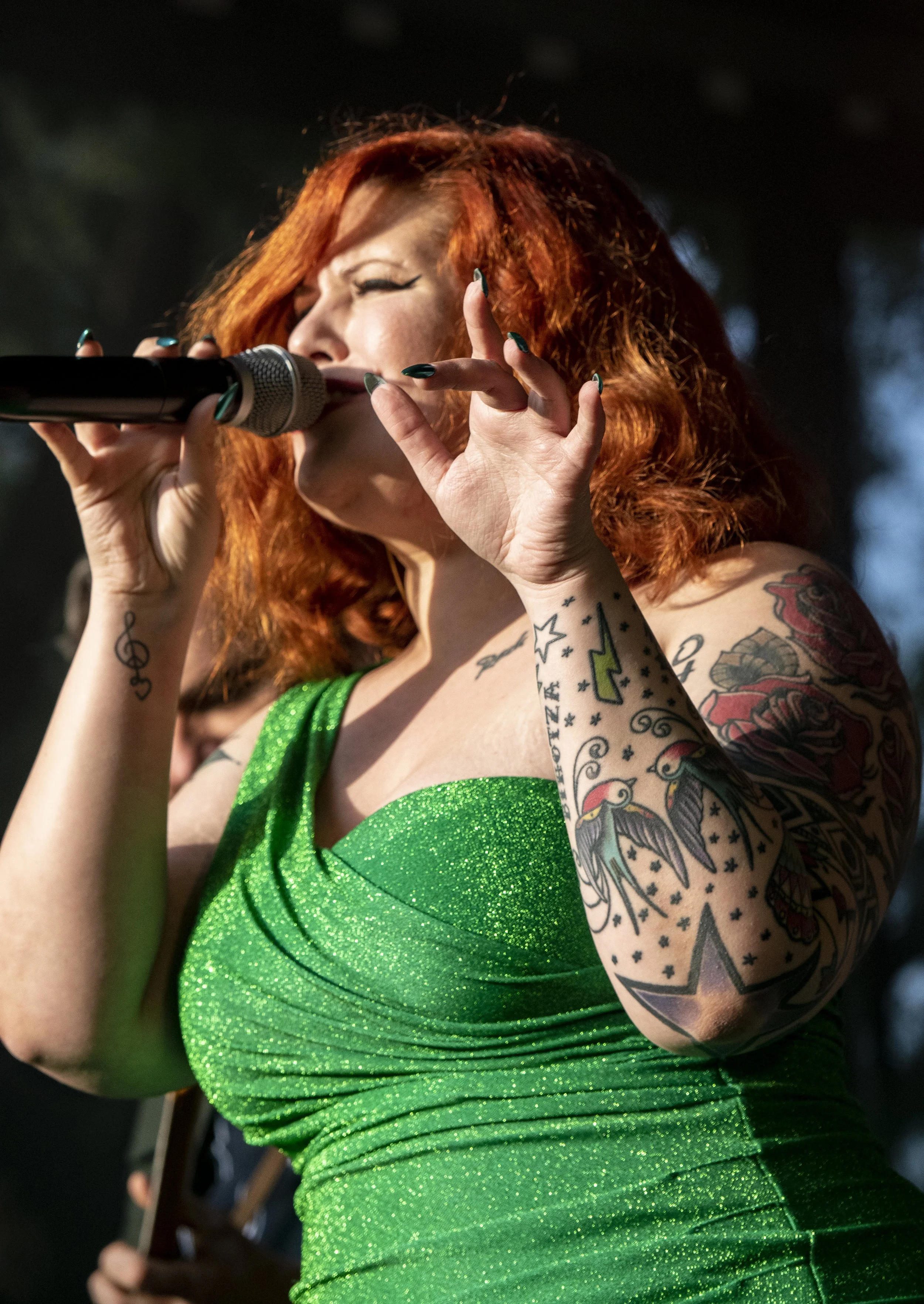 Singer songwriter Cecilya Mestres fronting the best retro European rhythm 'n' blues live show at the Sanbar Blues Festival 2023. Basque Country, Spain 2023.