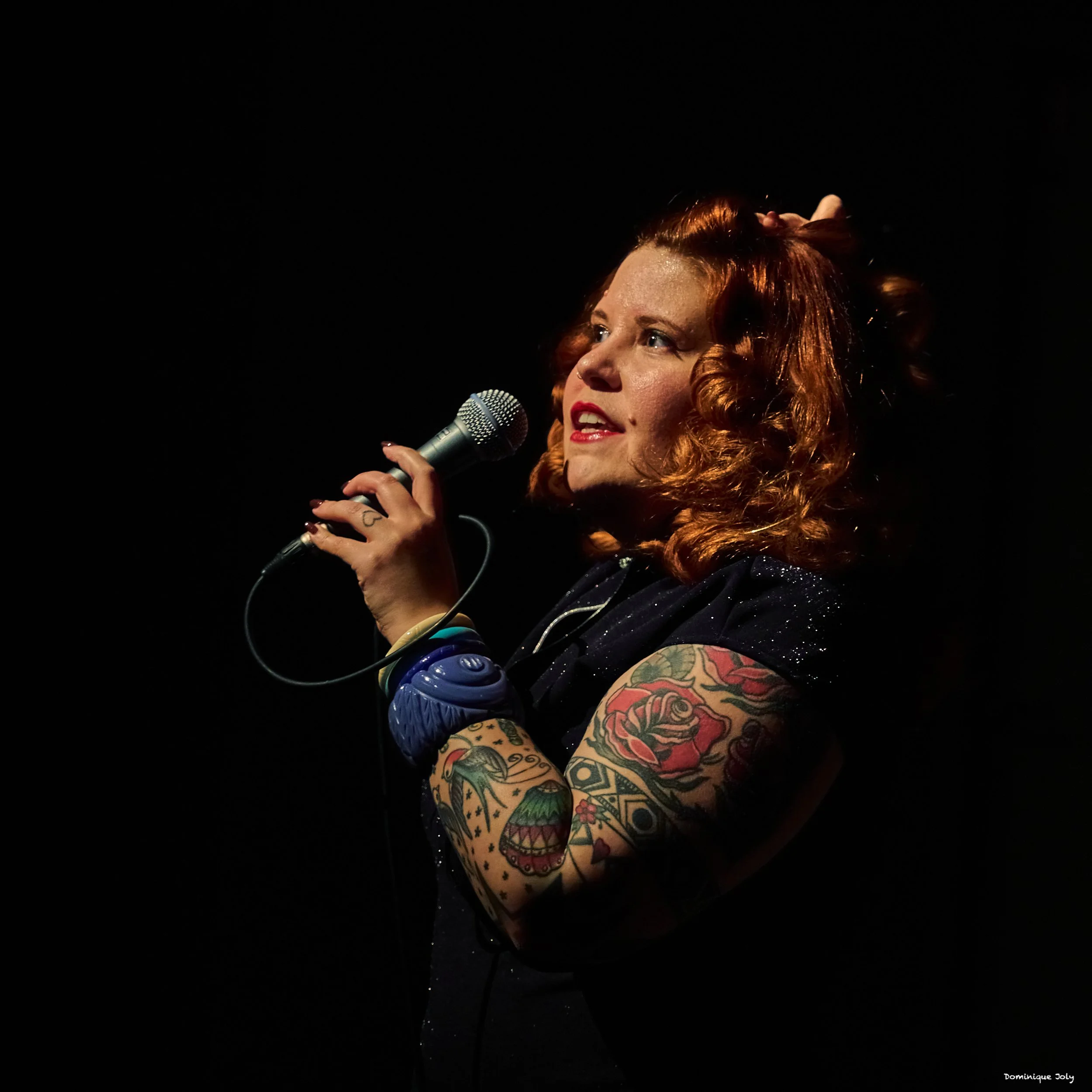 Singer songwriter Cecilya Mestres fronting the best retro European rhythm 'n' blues live show at the Jazz de Mars Festival 2023. Chartres, France.