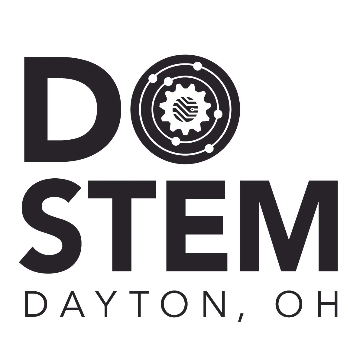 Logo for DO STEM in Dayton, Ohio featuring stylized gear and orbit design.