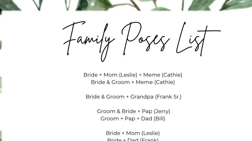 Family Potraits List