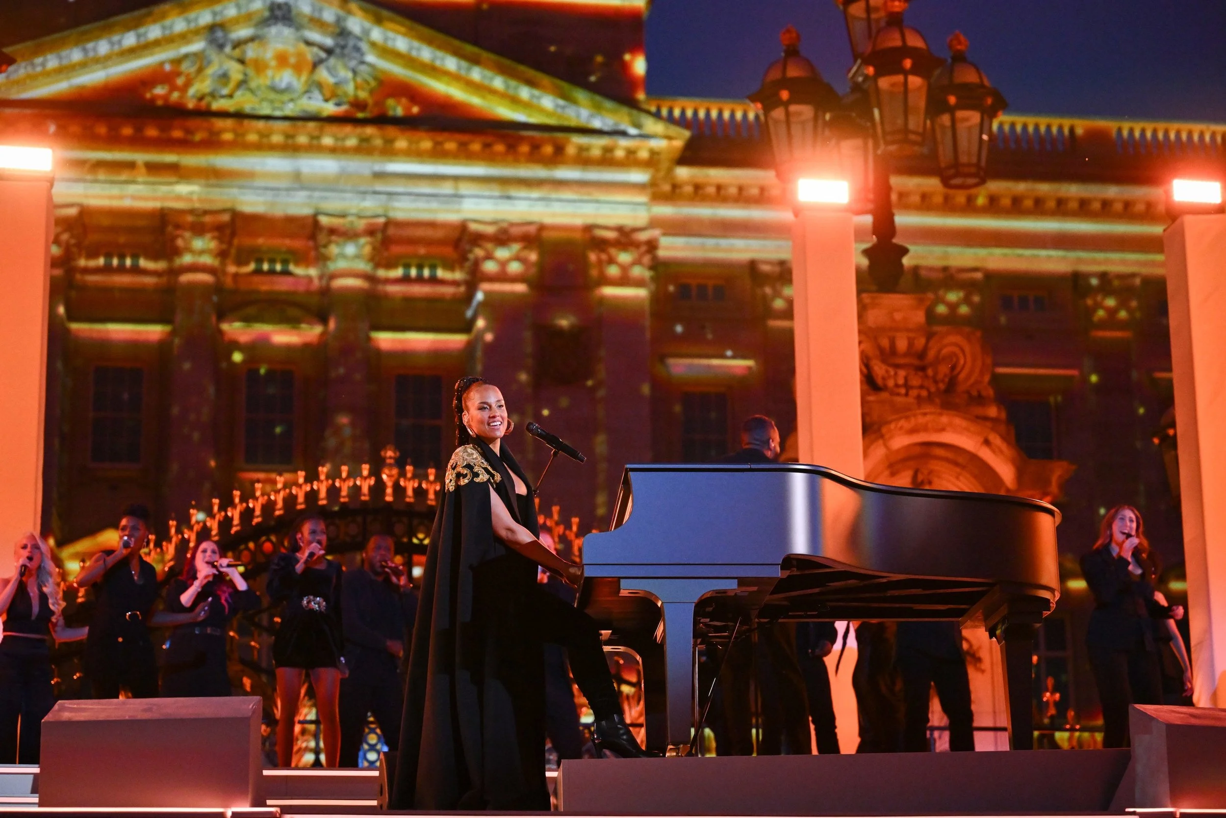 Alicia Keys performed at the Platinum Party at the Palace concert on June 4, 2022, outside Buckingham Palace for Queen Elizabeth II’s Platinum Jubilee. She performed a medley of her hit songs, including "Superwoman," "Girl on Fire," "City of Gods,"