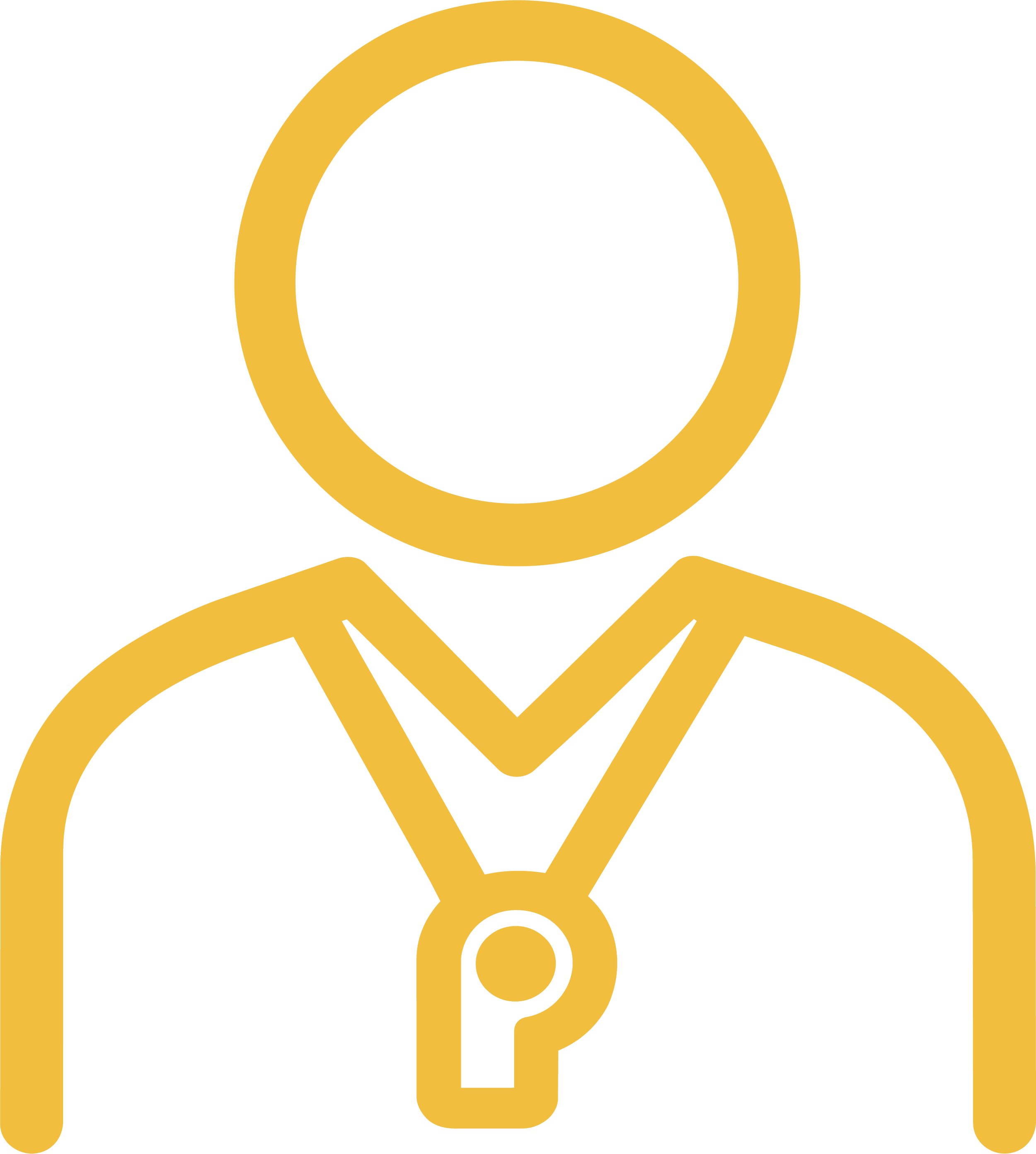 Simple outline of a person with a magnifying glass as their head and a question mark in the center, symbolizing curiosity or inquiry.