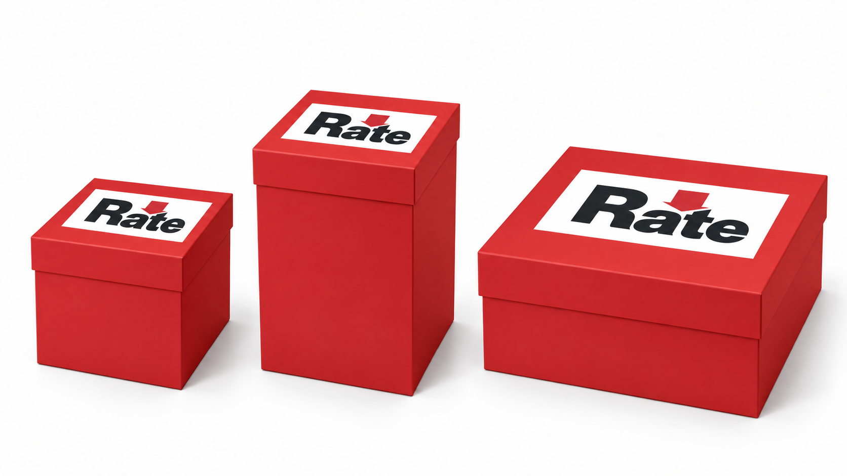 Rate Custom Red Gift Boxes — Small, Medium Tall and Large Square