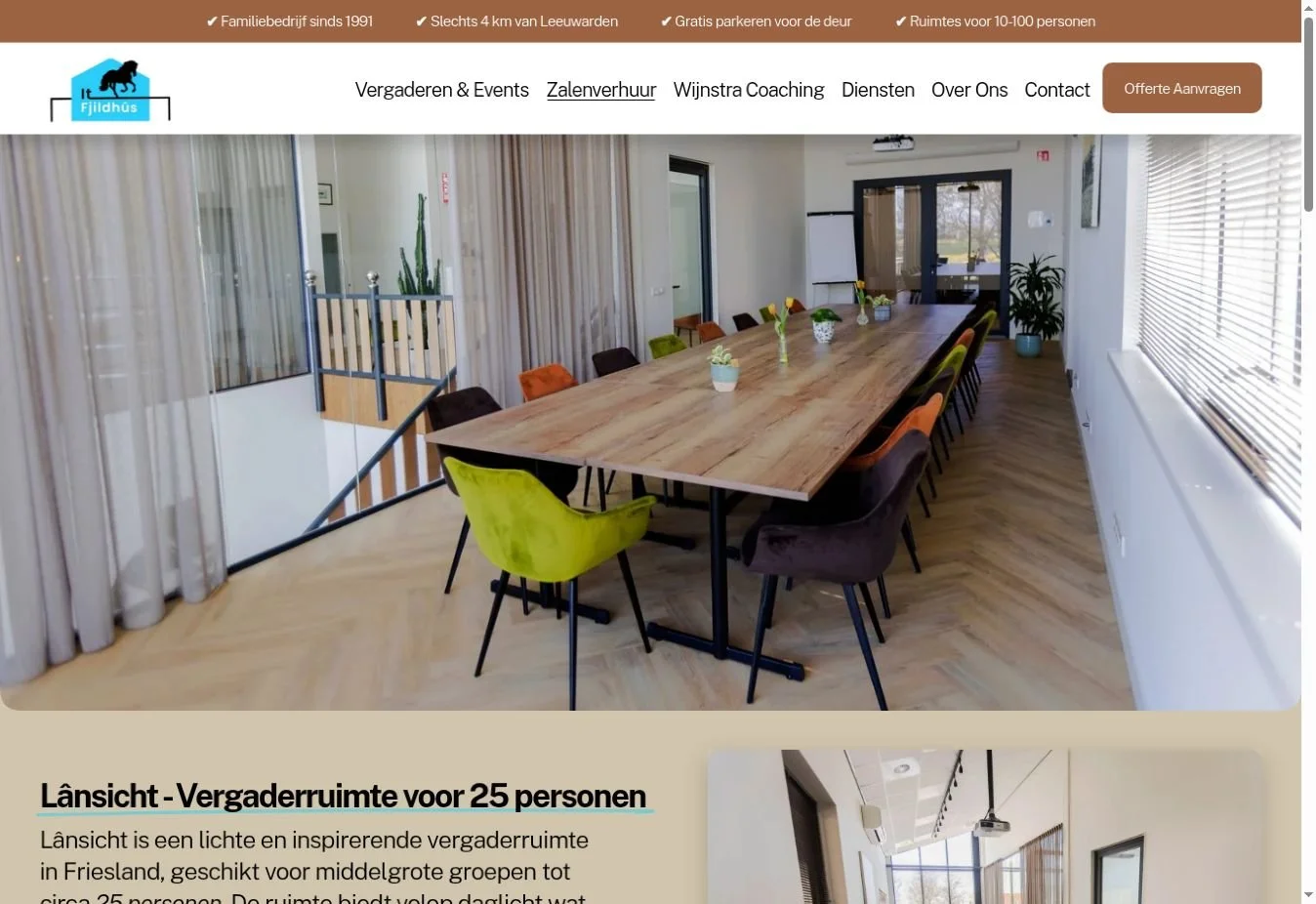 Vergaderruimte Lânsicht op de website van It Fjildhûs