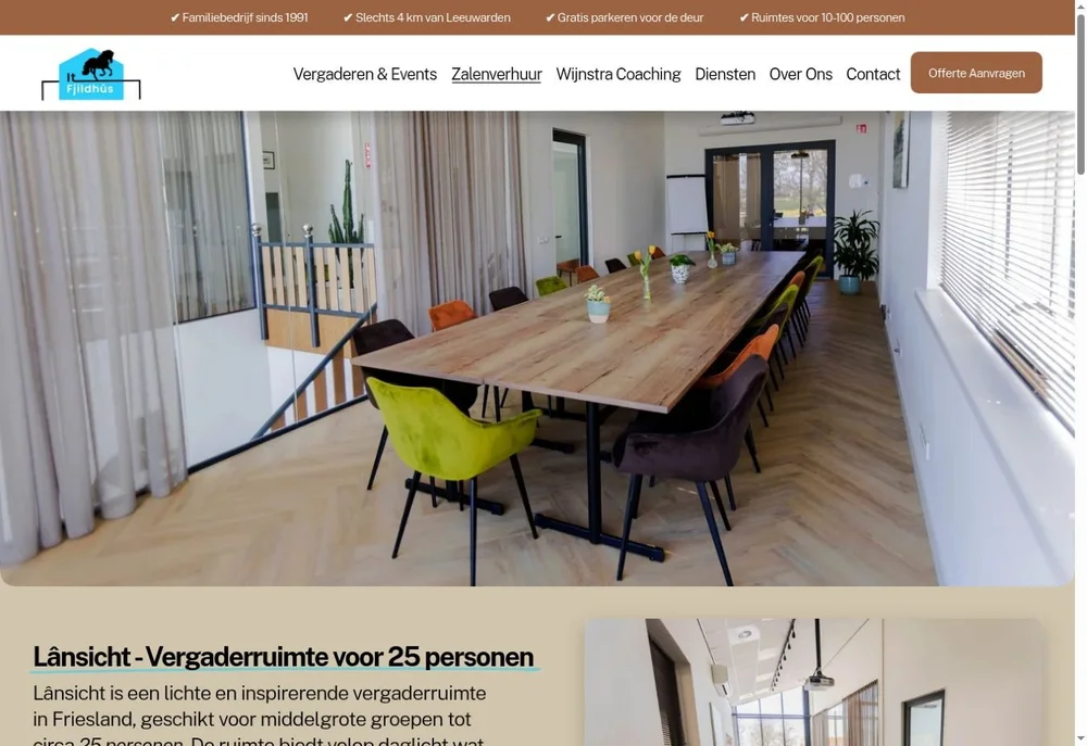 De echte It Fjildhûs-website met vergaderruimte Lânsicht