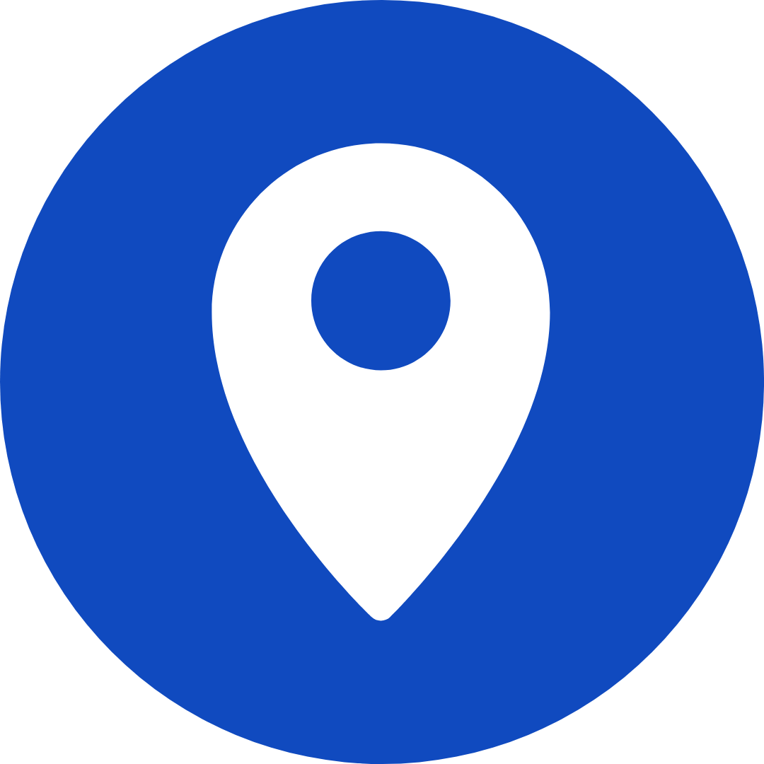 Icono de ubicación o mapa en color azul y blanco.