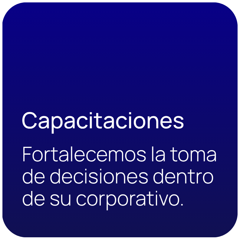 Capacitación en toma de decisiones dentro de una organización, en un fondo azul oscuro.