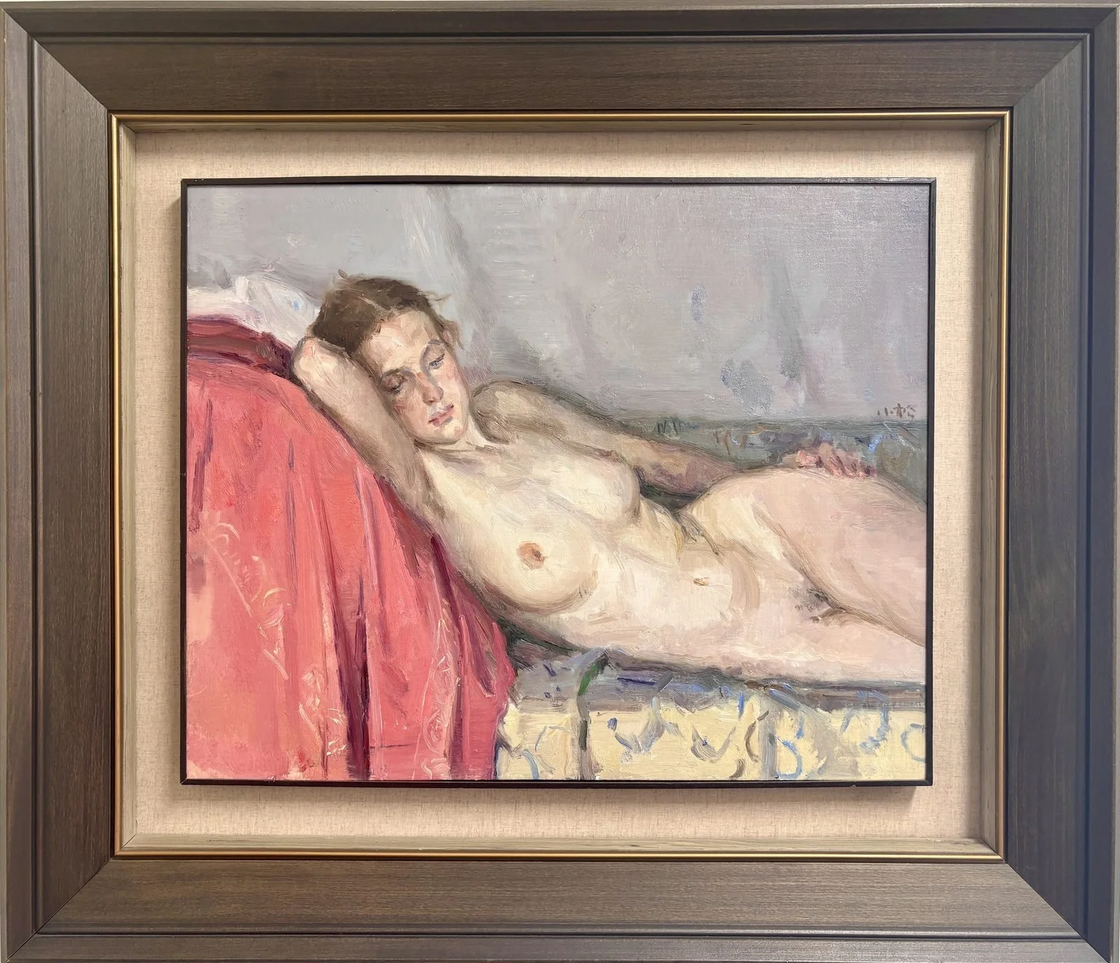 Reclining Nude — Oil on Canvas · 26.1 × 21.1 in