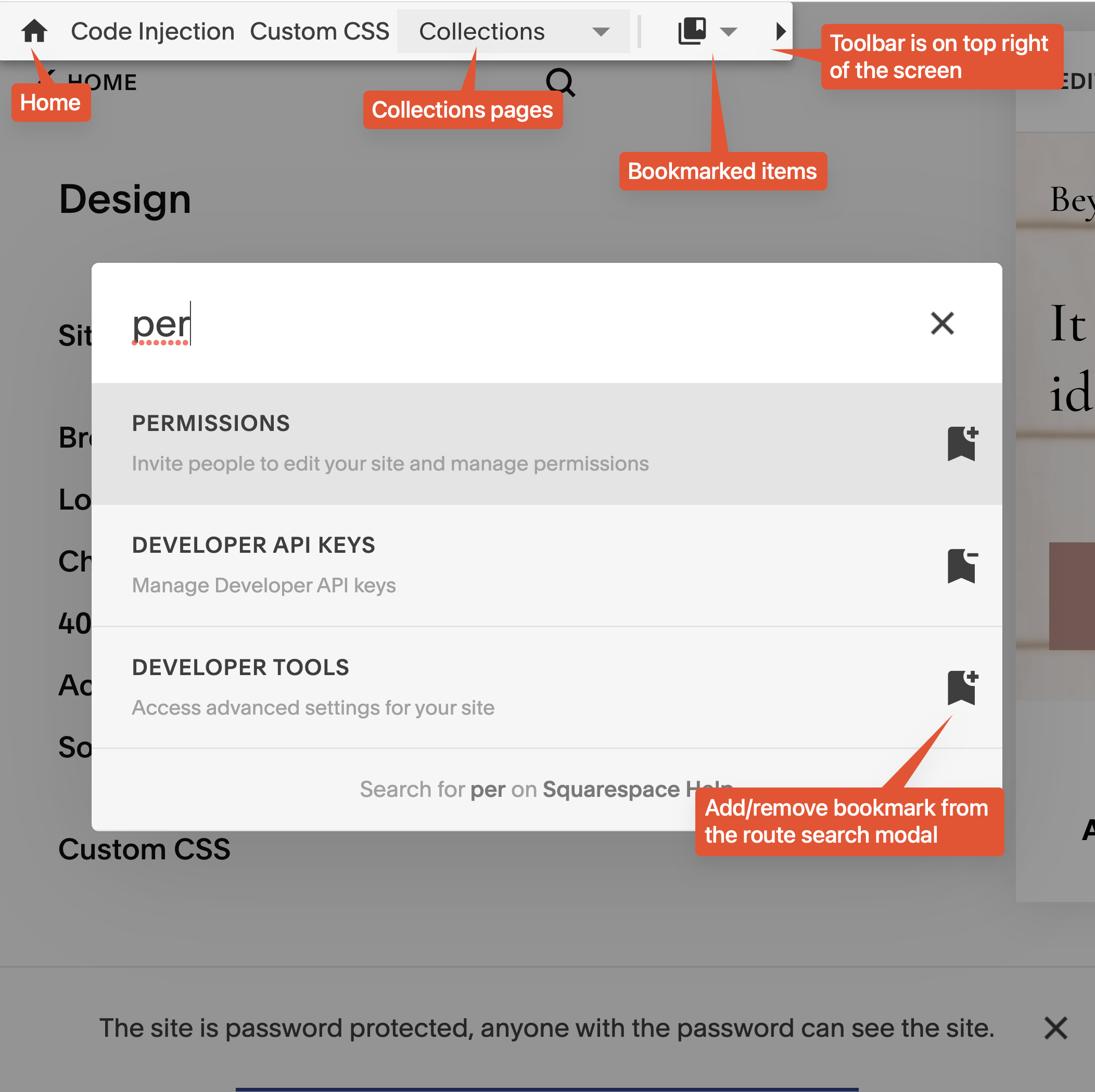 Squarespace Admin quick access