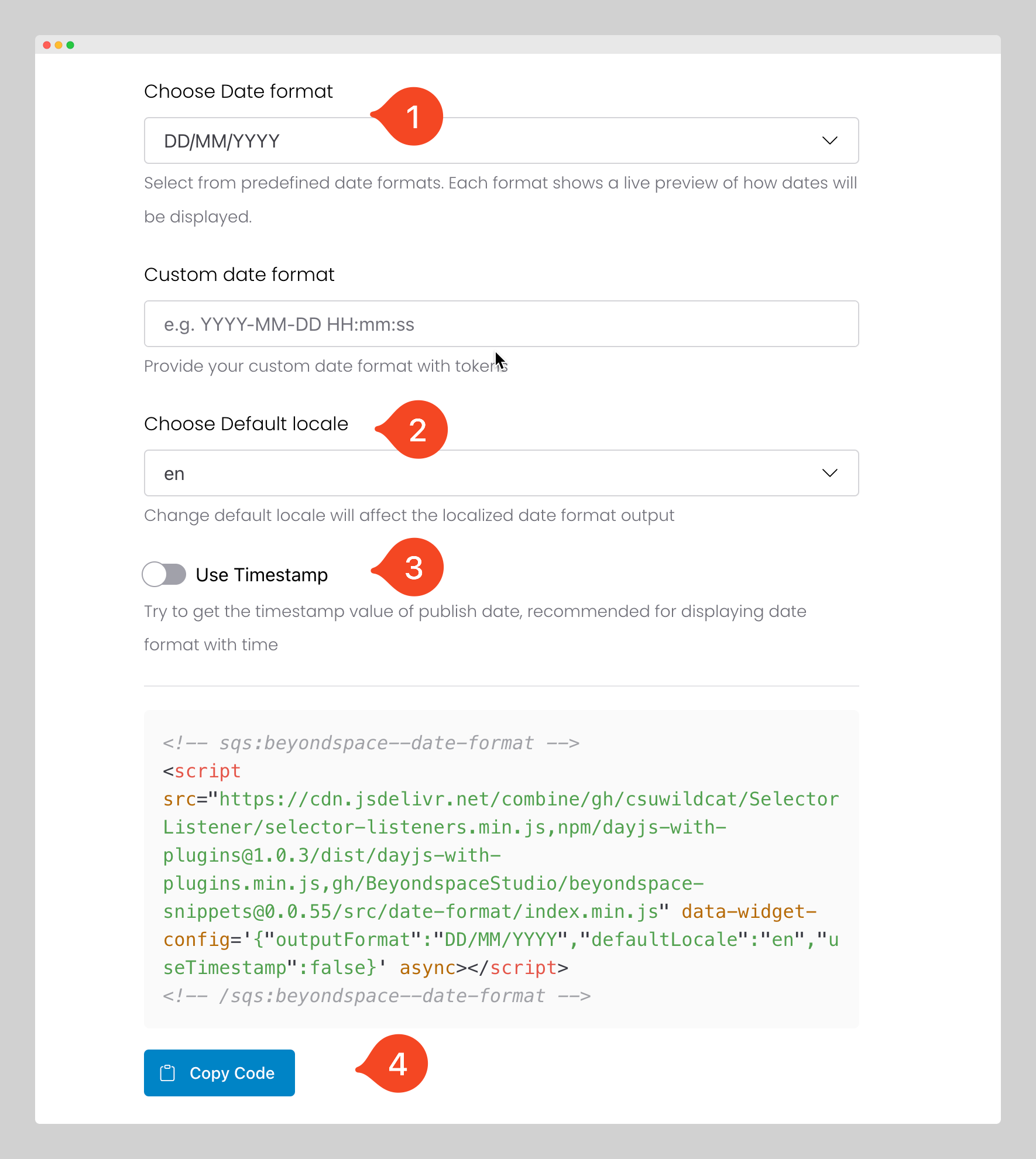 Using Beyondspace date format