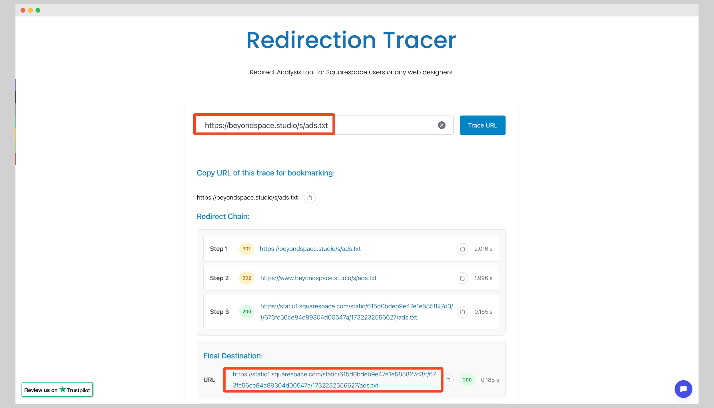 Trace file redirection