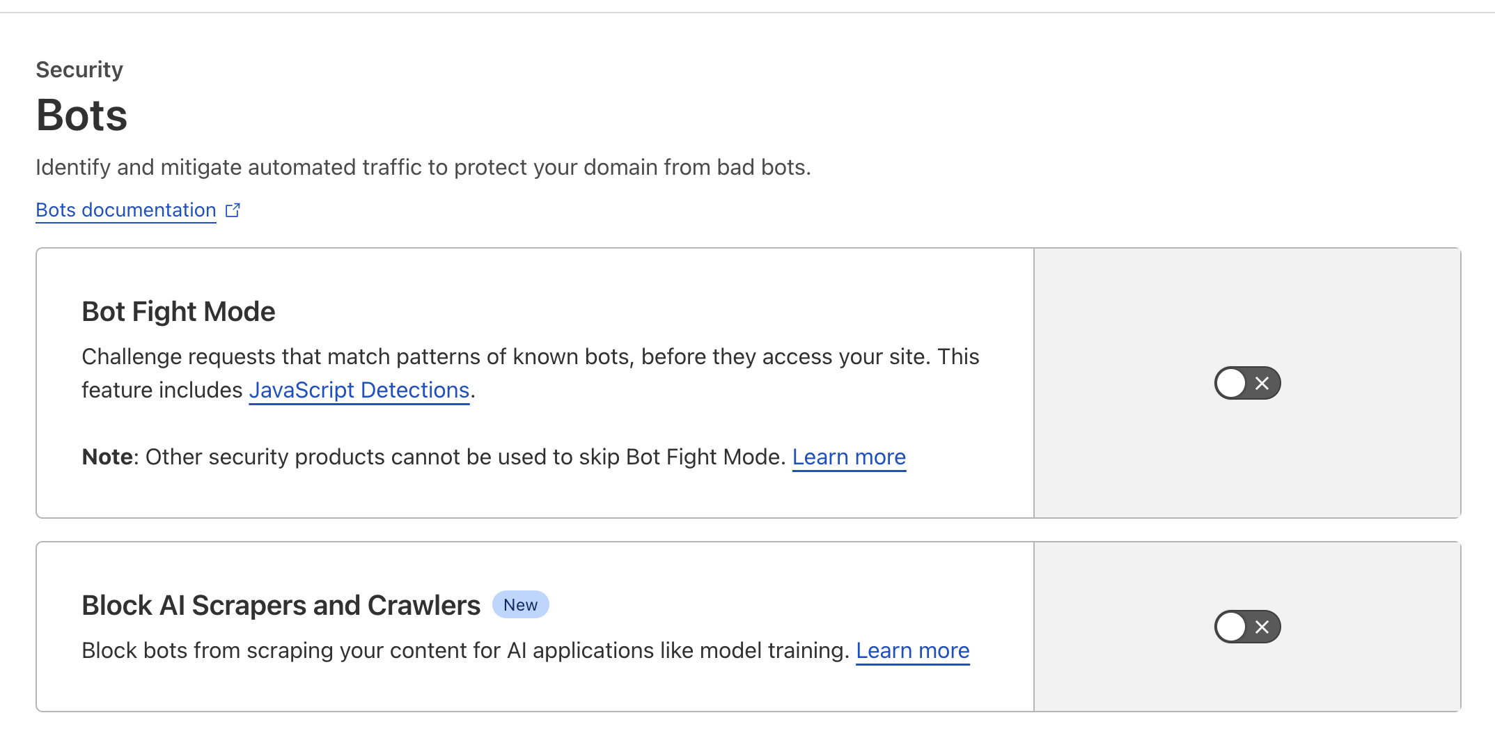 Cloudflare Bot settings