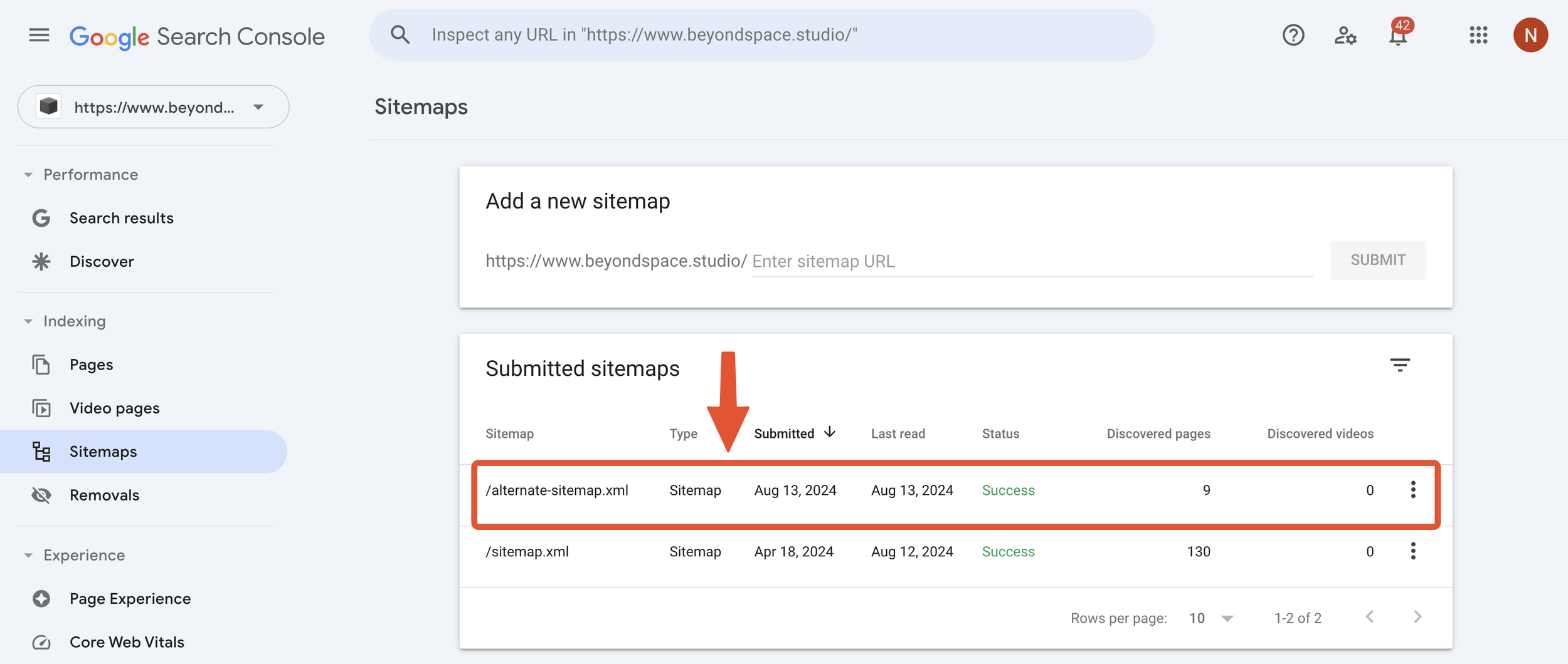 Google alternate sitemap