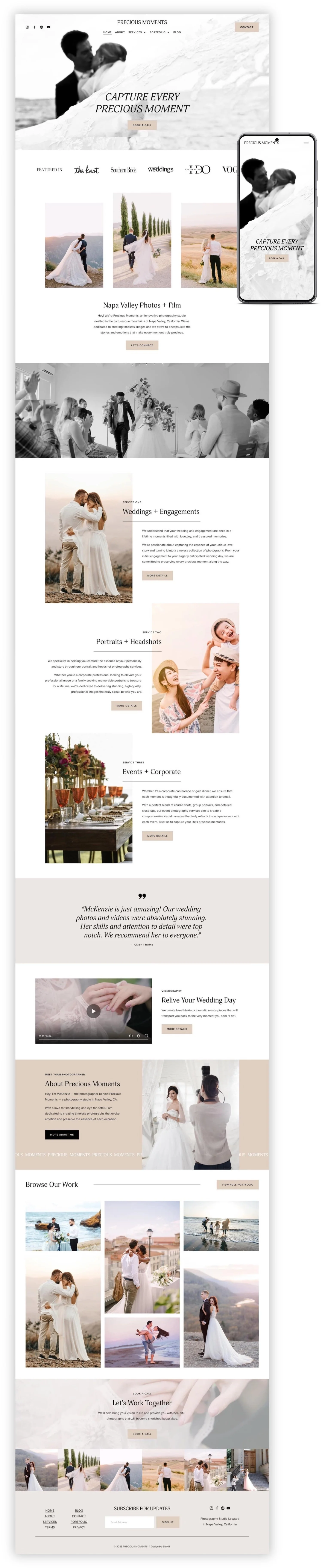 Elegant Squarespace Template for Wedding Photographers