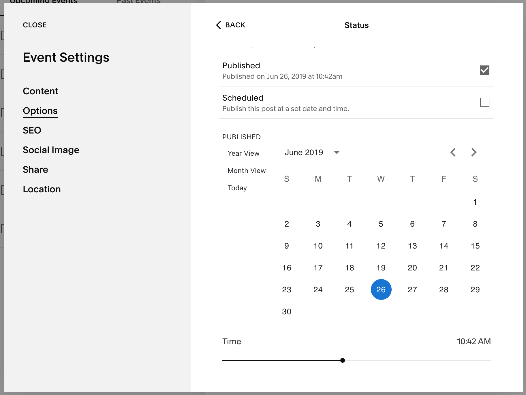 Event: Publication status Editor