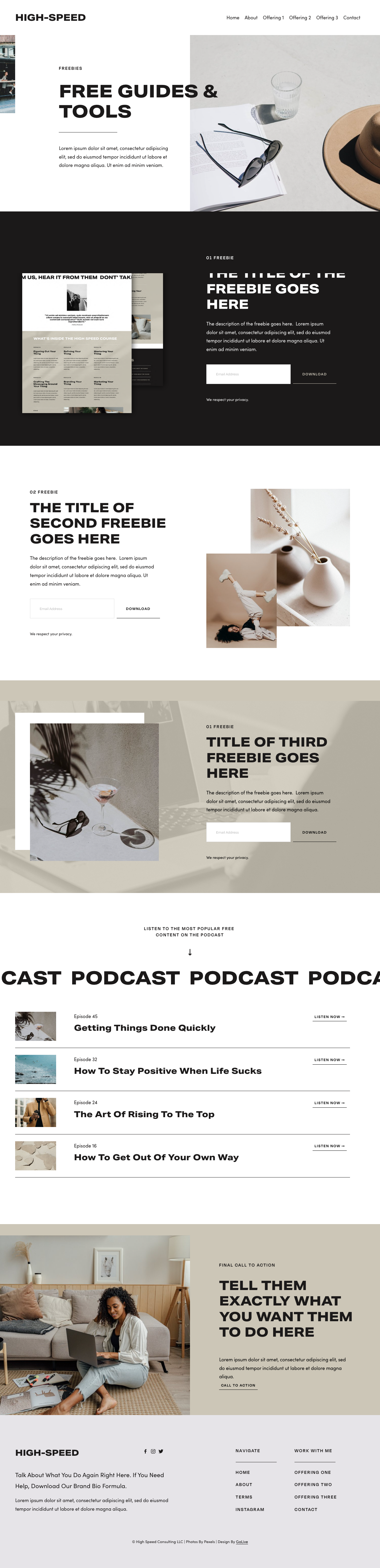 Freebies Page by GoLive