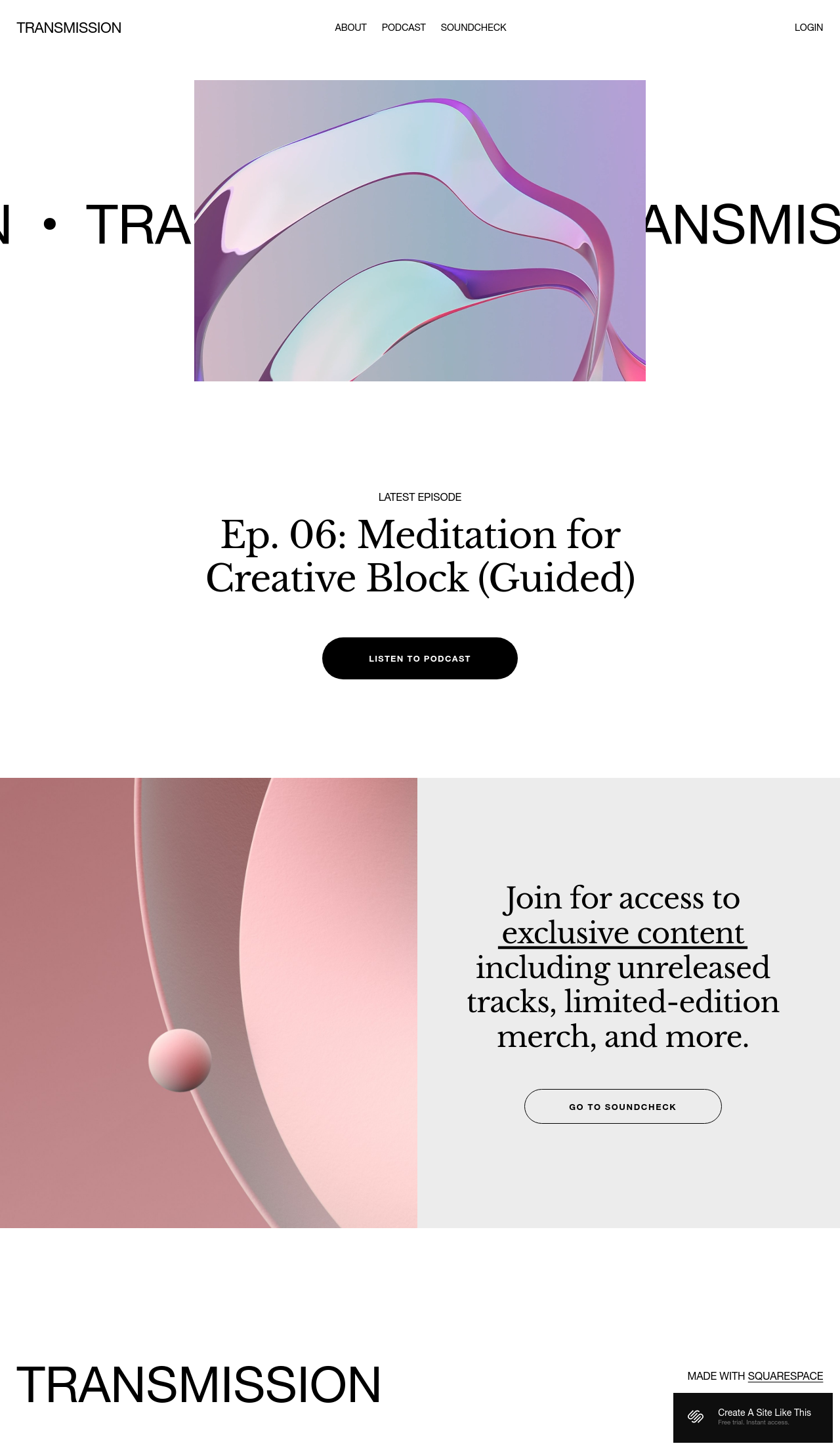 Transmission Squarespace Template