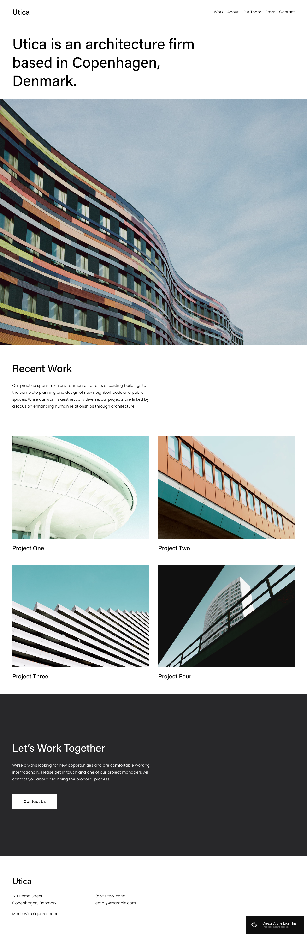 Utica Squarespace Template