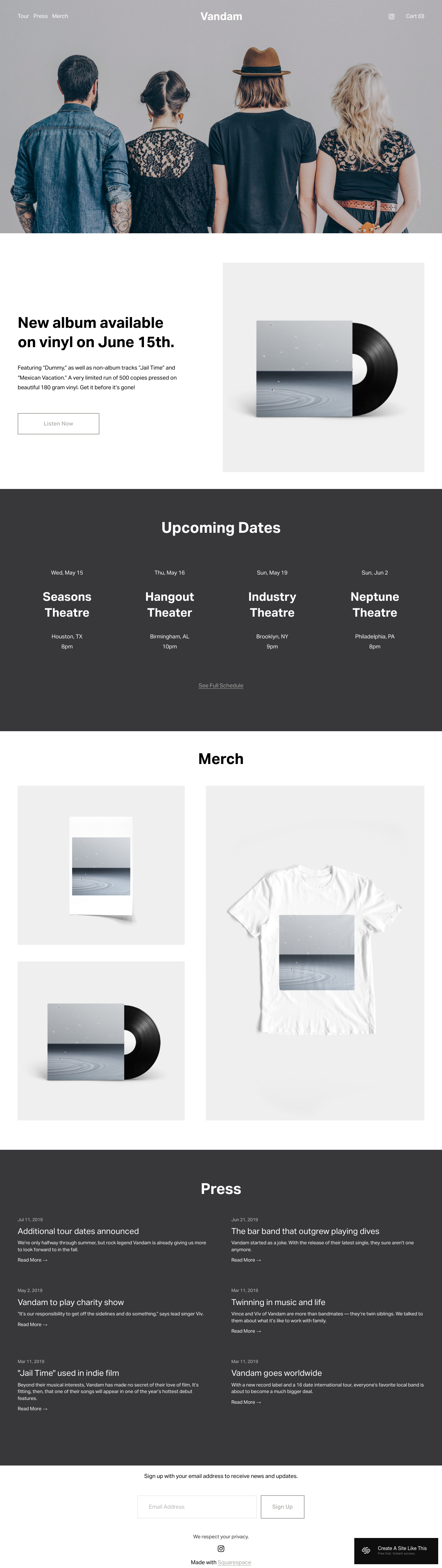 Vandam Squarespace Template
