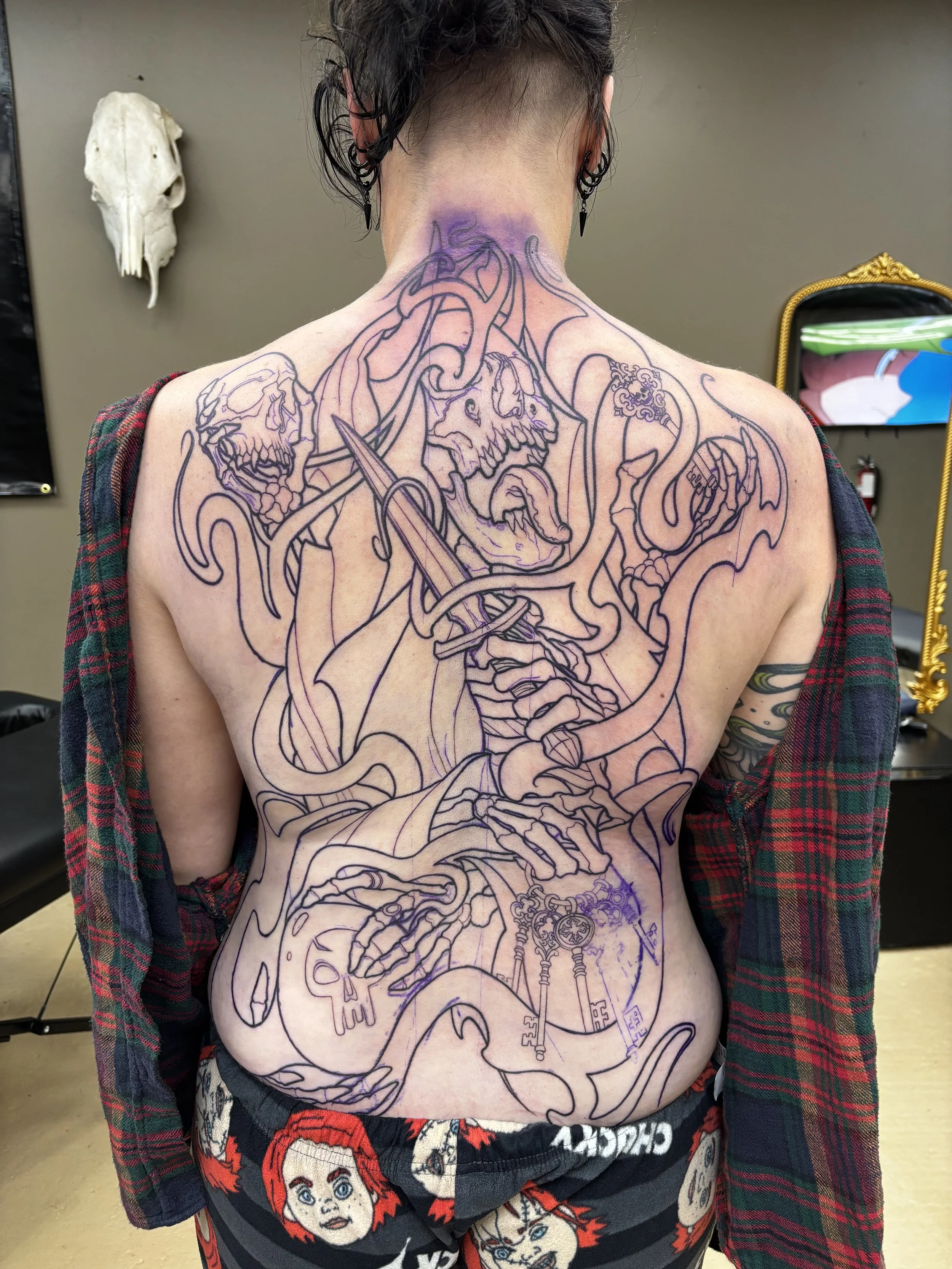 Magic the Gathering inspired neo traditional tattoo on a full back by Altered Tattoo Co