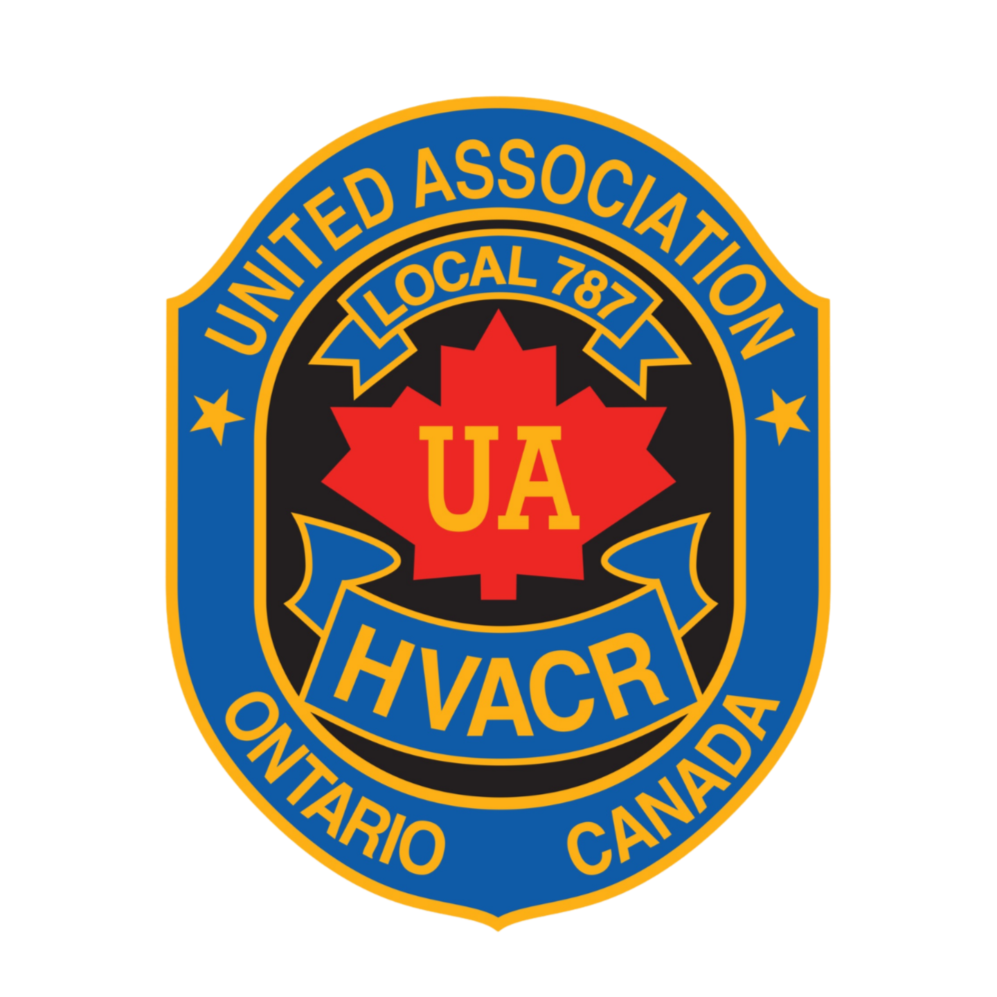 A blank white circular badge with red dotted and solid borders on a black background.