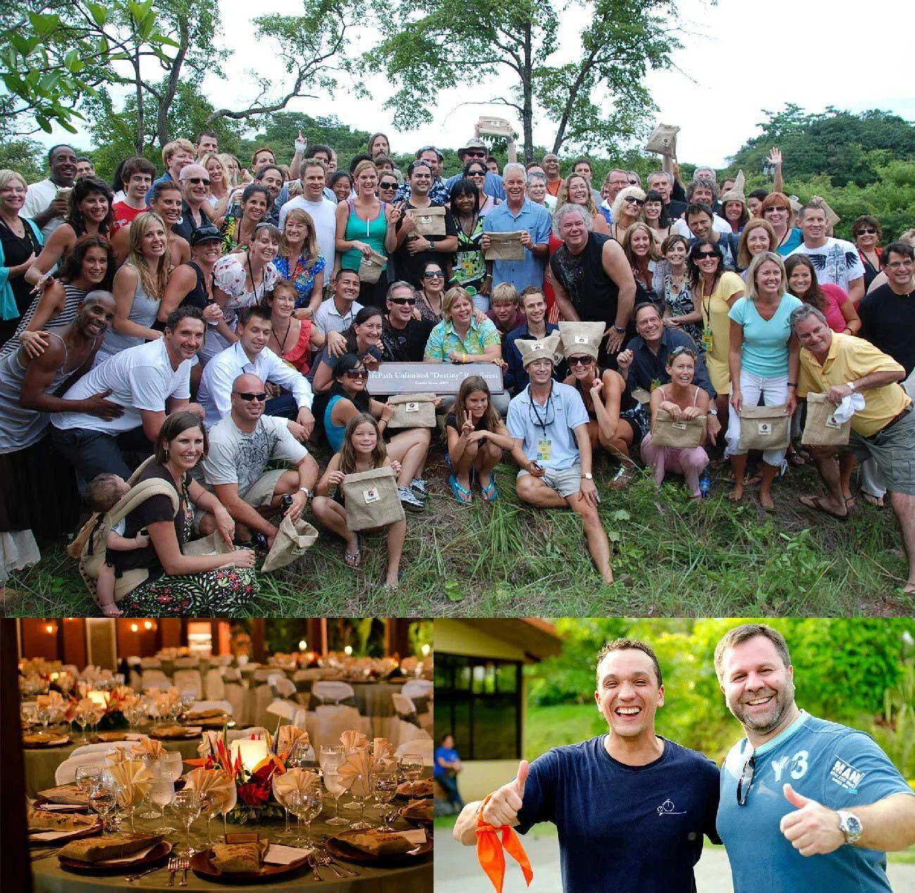 Corporate group gathered outdoors for a group photo in Costa Rica