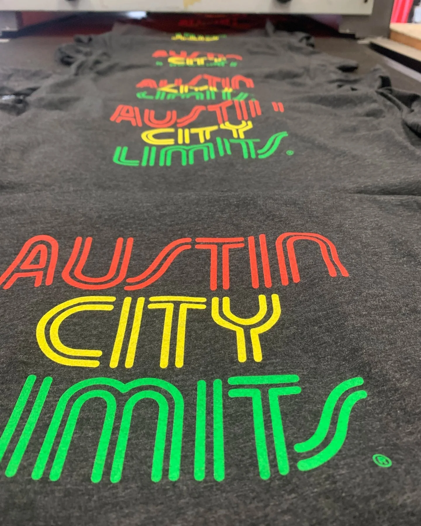 Custom screen printed licensed retail apparel produced for Austin City Limits in Austin TX.