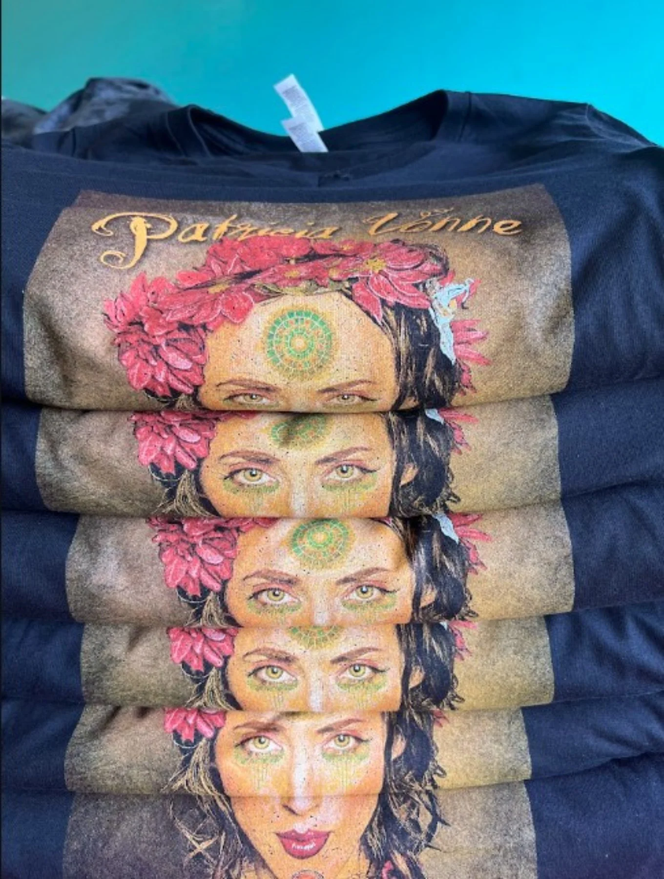 Custom screen printed band merchandise t-shirts produced for Patricia Vonne in Austin TX.