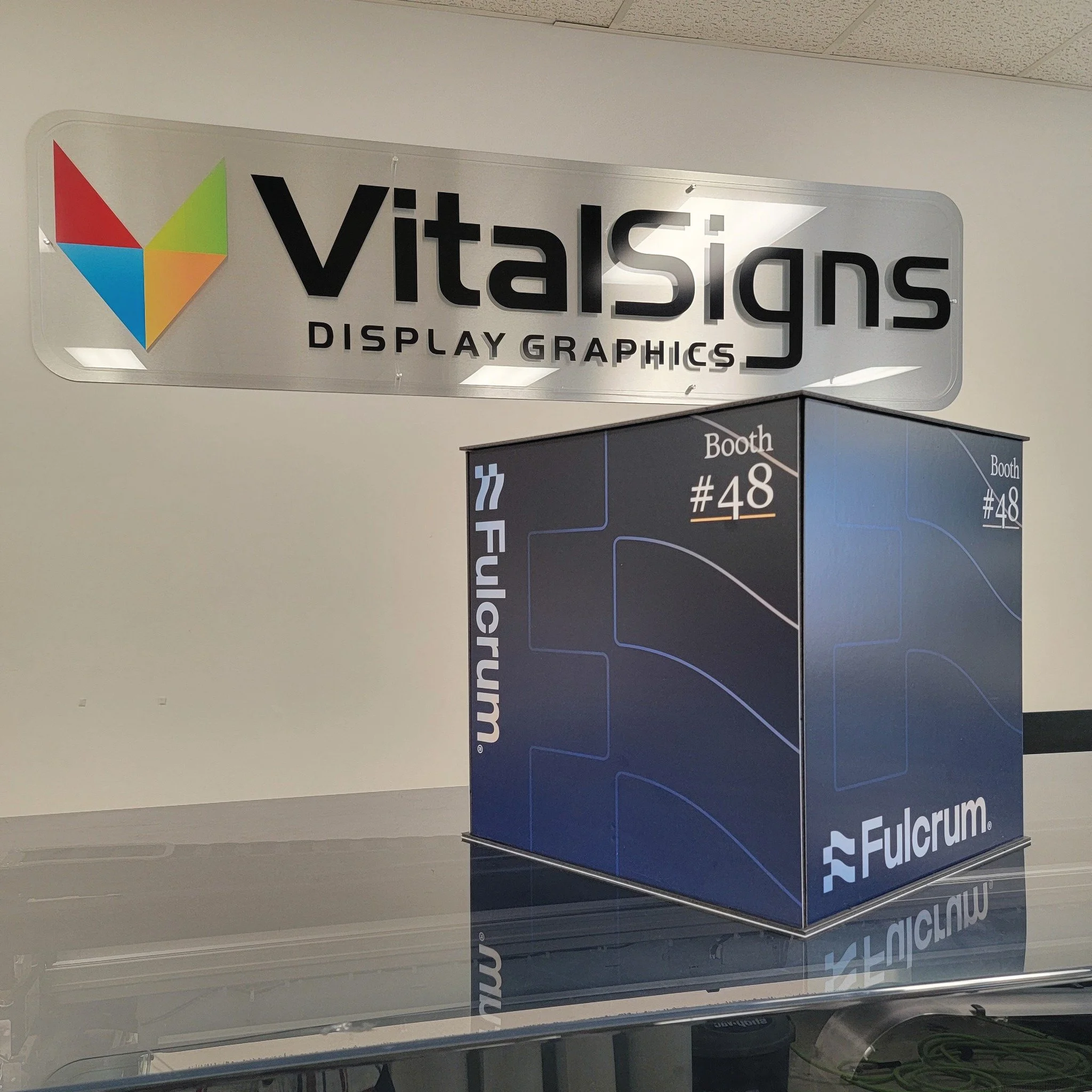 Who says graphics have to be flat? 👀
 
We can create custom dimensional displays that give your branding a little extra pop &mdash; literally!
 
Whether it&rsquo;s for a trade show, event, countertop display, branded office display, or something com