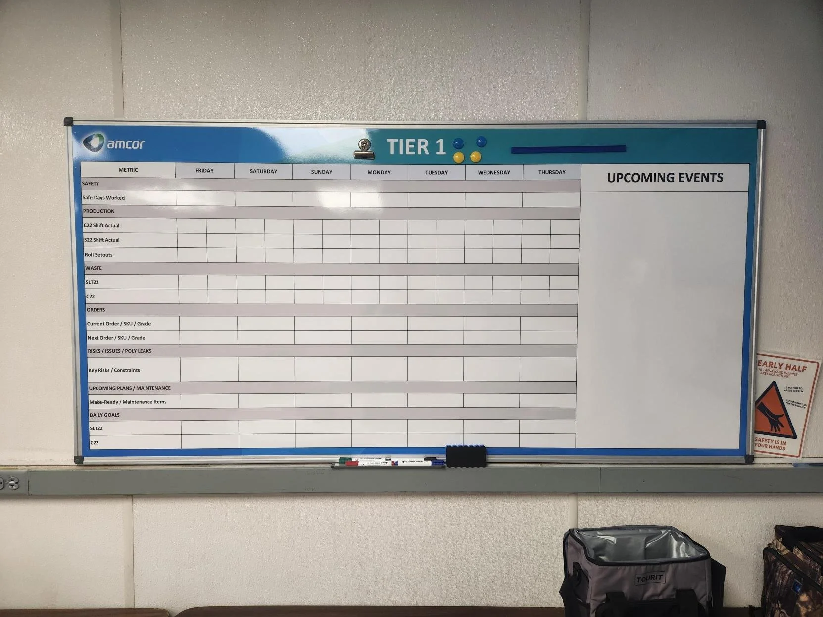 A whiteboard with vinyl and dry erase lamination mounted.