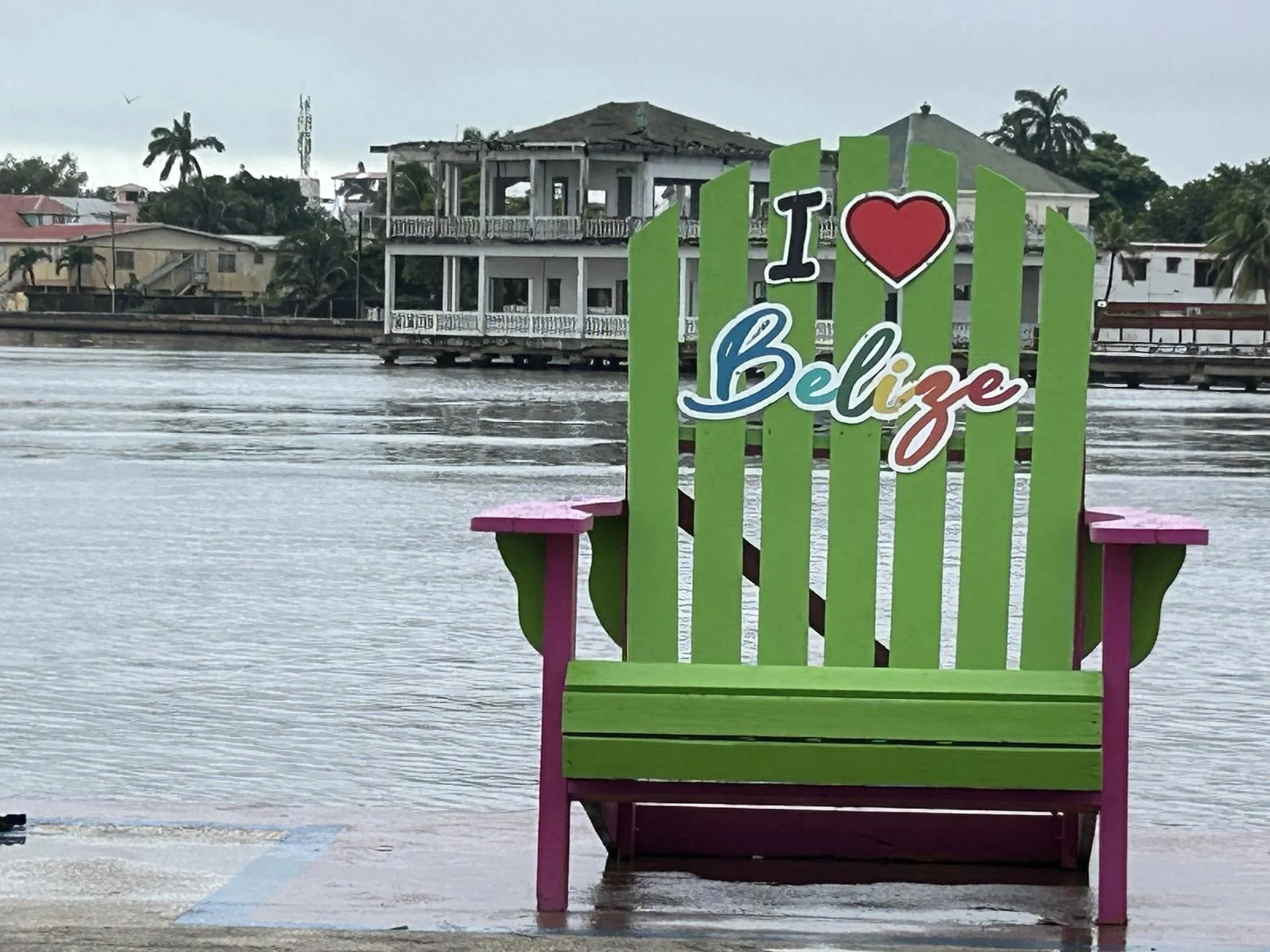 I Love Belize photo op by the water