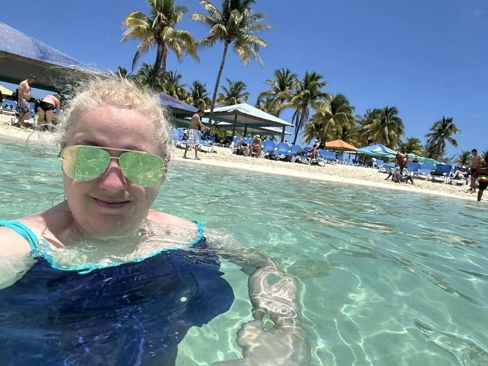 Travel agent on the beach in Cozumel Mexico