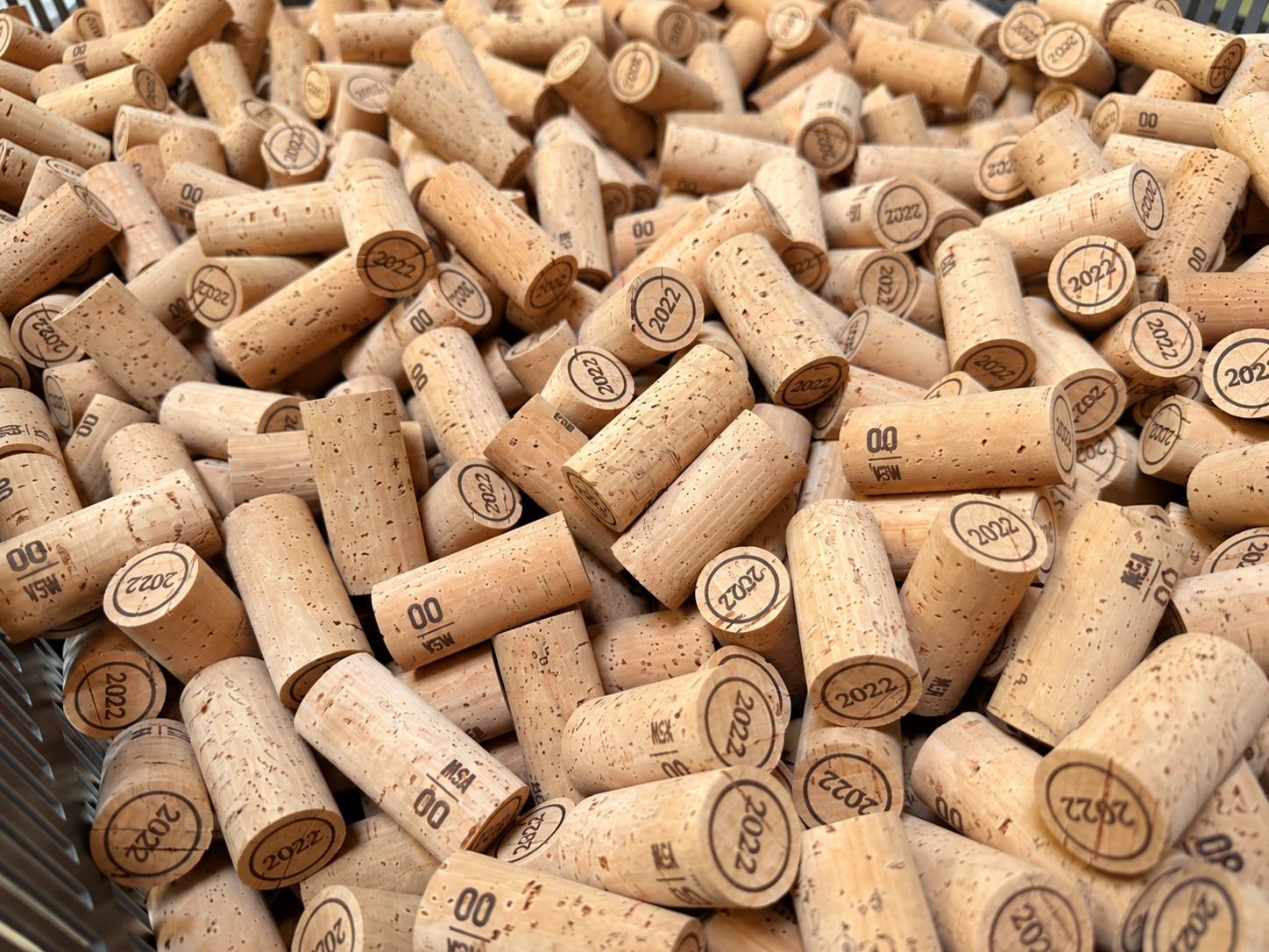 A pile of natural corks