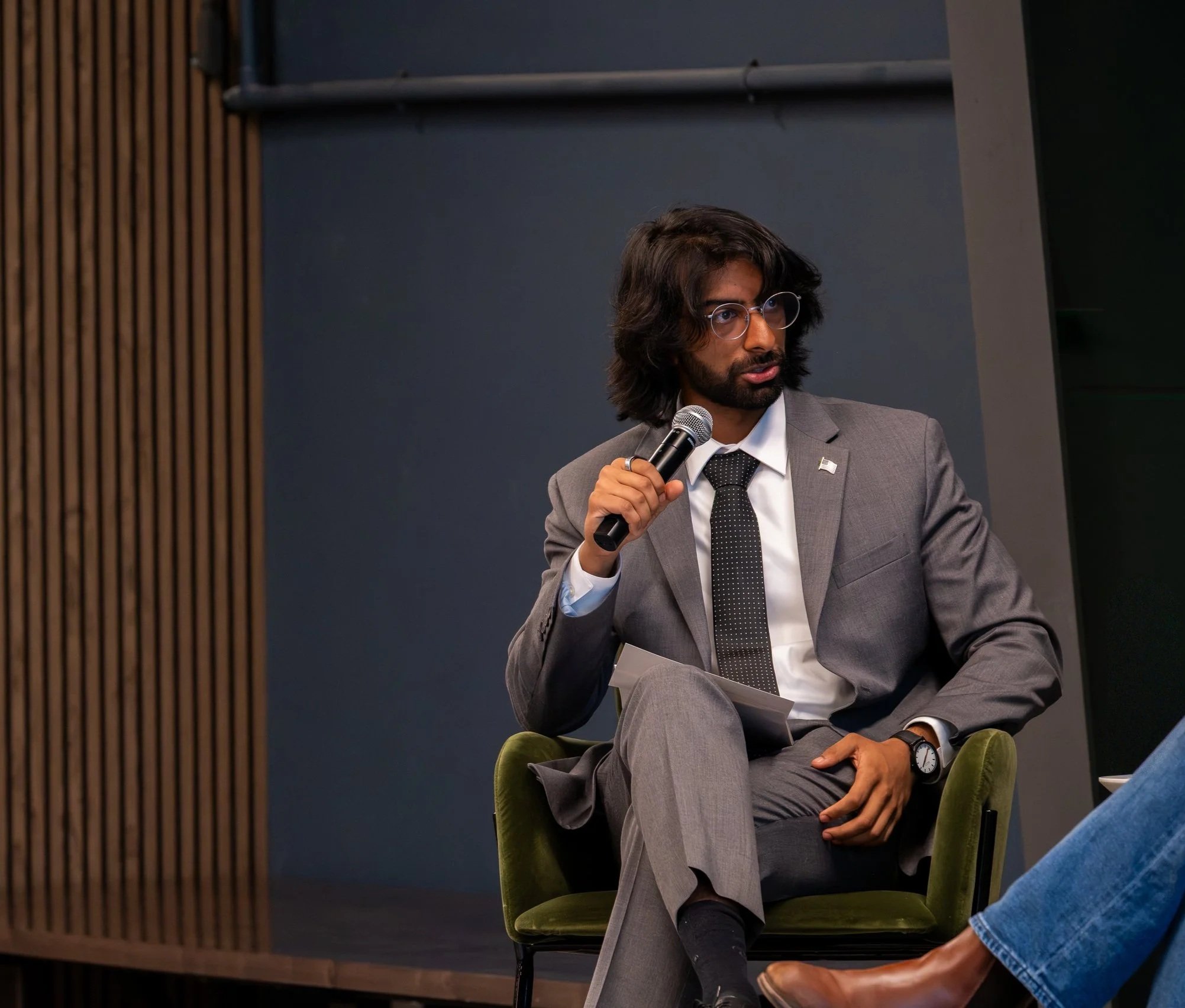Vals AI CEO Rayan Krishnan speaking at the Vals AI Public Sector Summit at STATION DC in Washington, D.C. Photo by Anthony DiFlorio, Built Media.