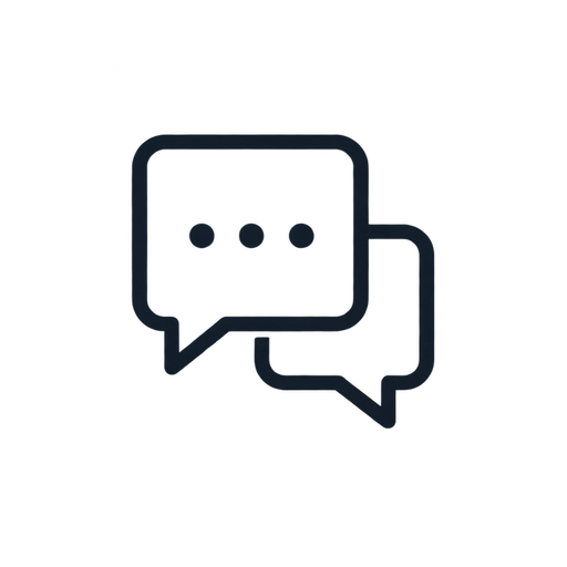 Icon of three speech bubbles, one overlapping the other, representing communication or conversation.