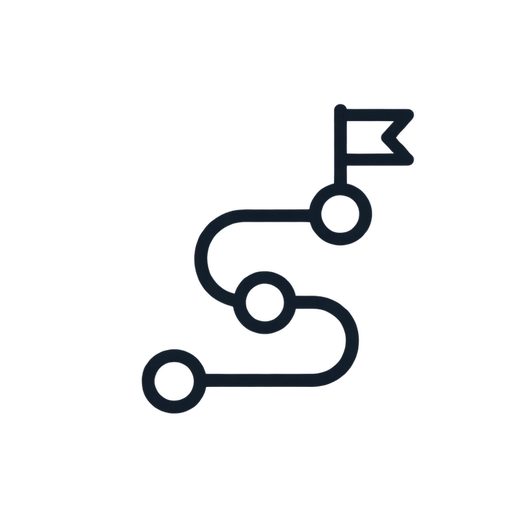 A simple illustrated map with a path leading to a flag at the top.
