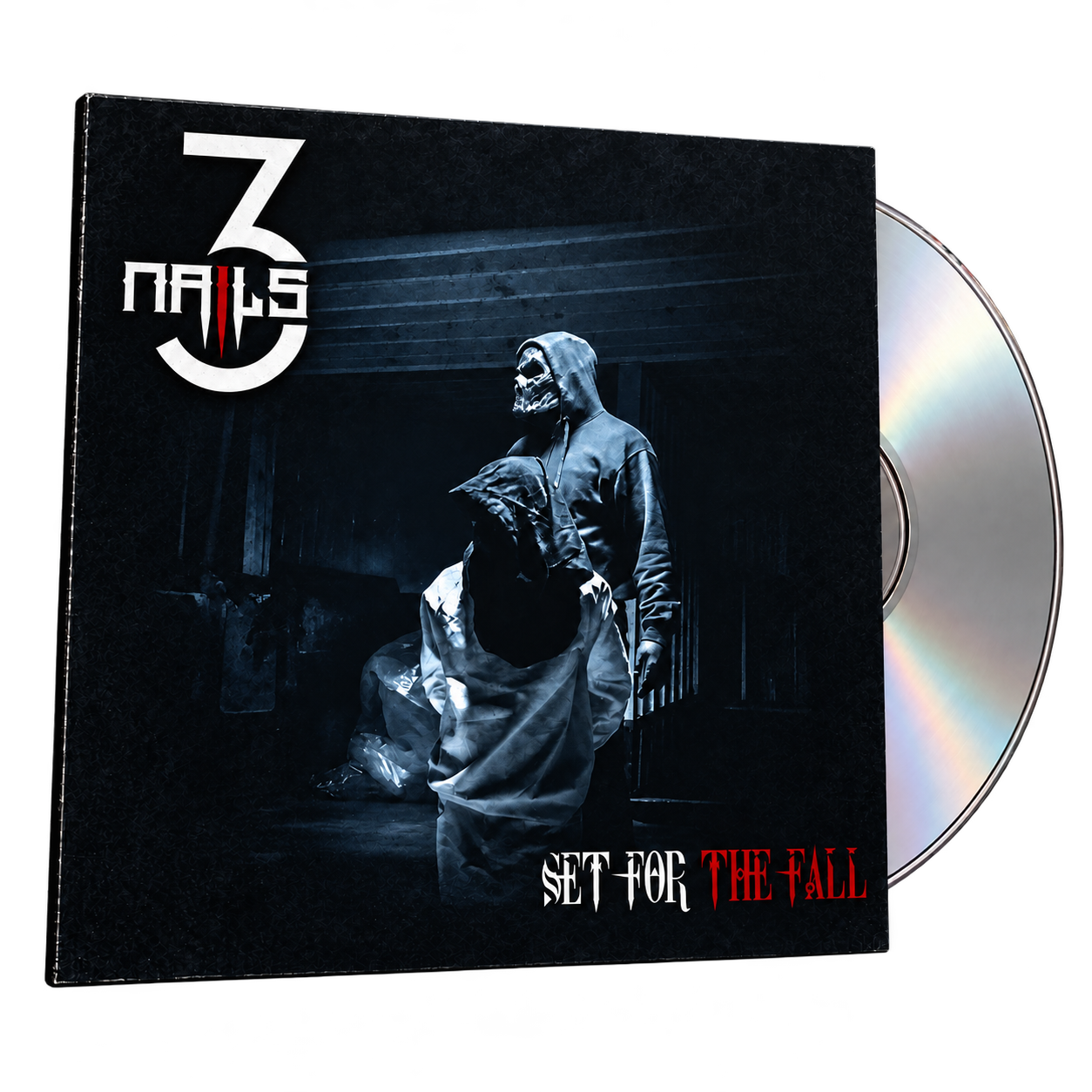 Music album cover titled 'SET FOR THE FALL' by Z Naixs, featuring a dark, urban scene with two figures wearing hoodies and masks.